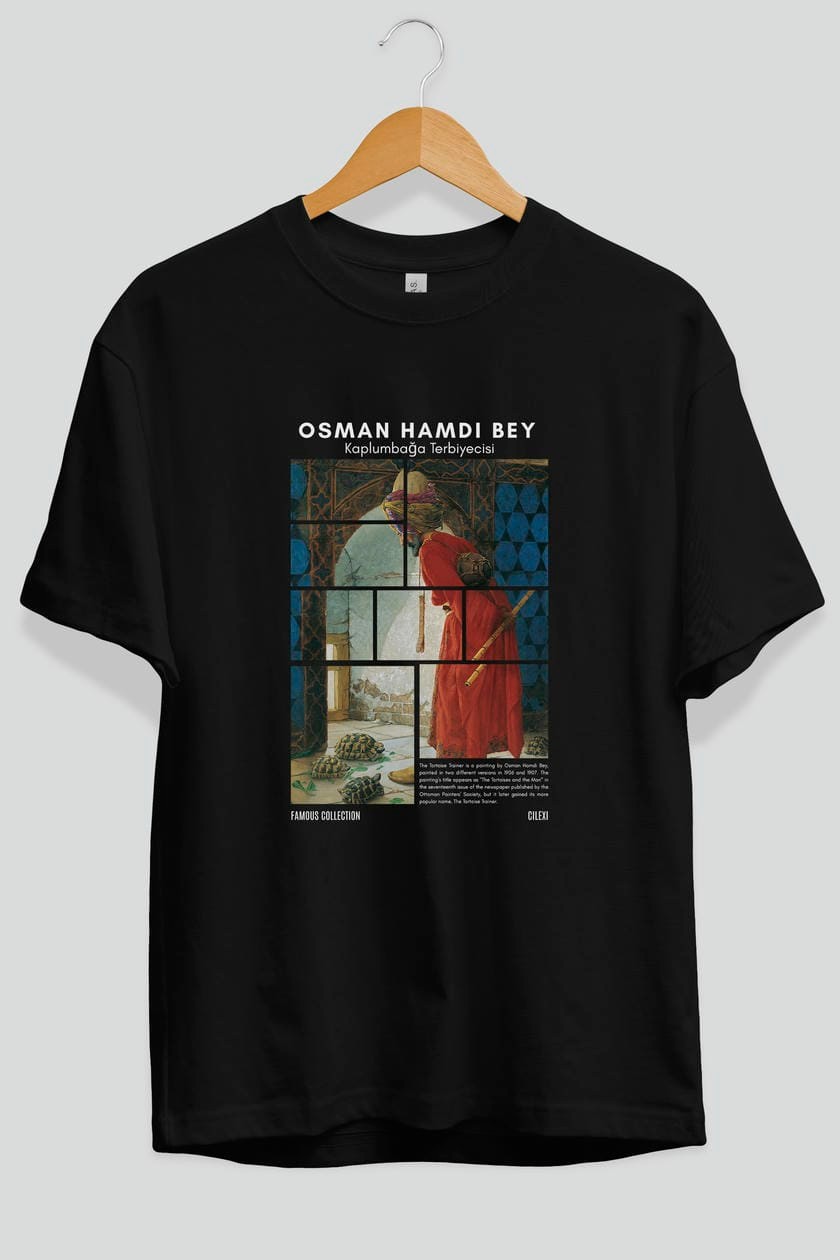 Osman Hamdi Bey ön Baskılı Oversize t-shirt Erkek Kadın Bisiklet Yaka Pamuk tişort