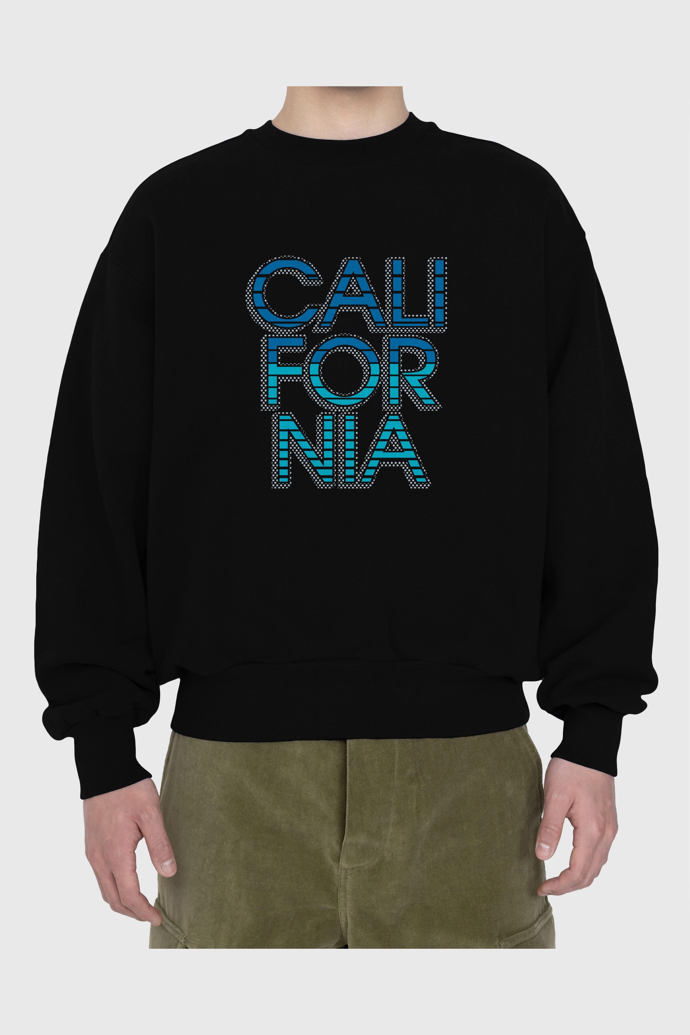 California 3 Ön Baskılı Oversize Sweatshirt Erkek Kadın Unisex