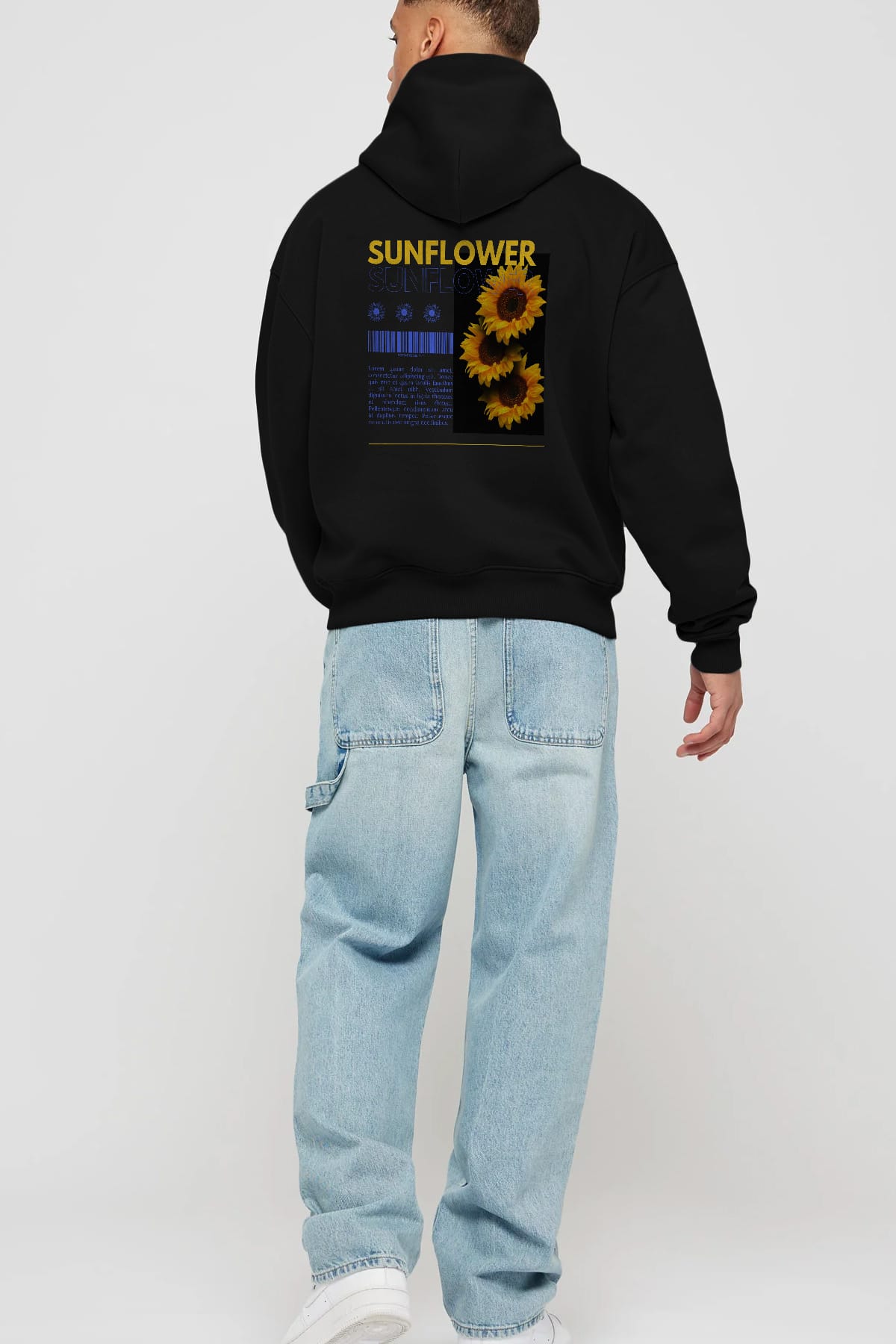 Sunflower Arka Baskılı Oversize Hoodie Kapüşonlu Sweatshirt Erkek Kadın Unisex