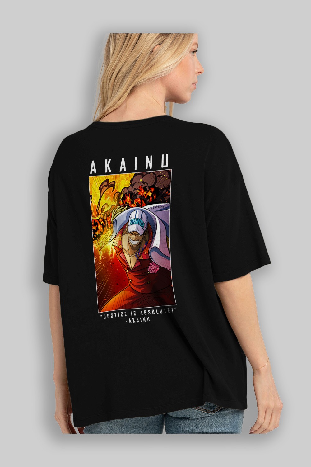 Sakazuki Anime Arka Baskılı Oversize t-shirt Erkek Kadın Unisex %100 pamuk tişort