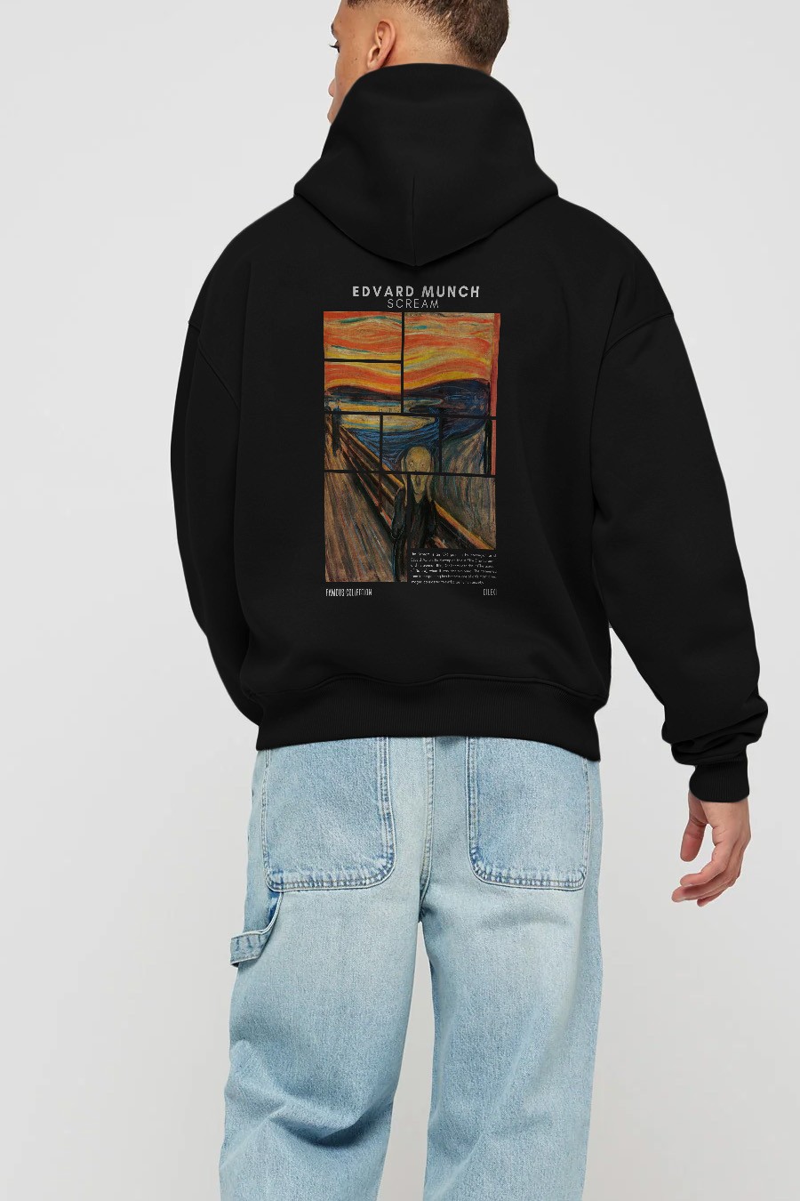 Edvard Munch Scream Arka Baskılı Hoodie Oversize Kapüşonlu Sweatshirt Erkek Kadın