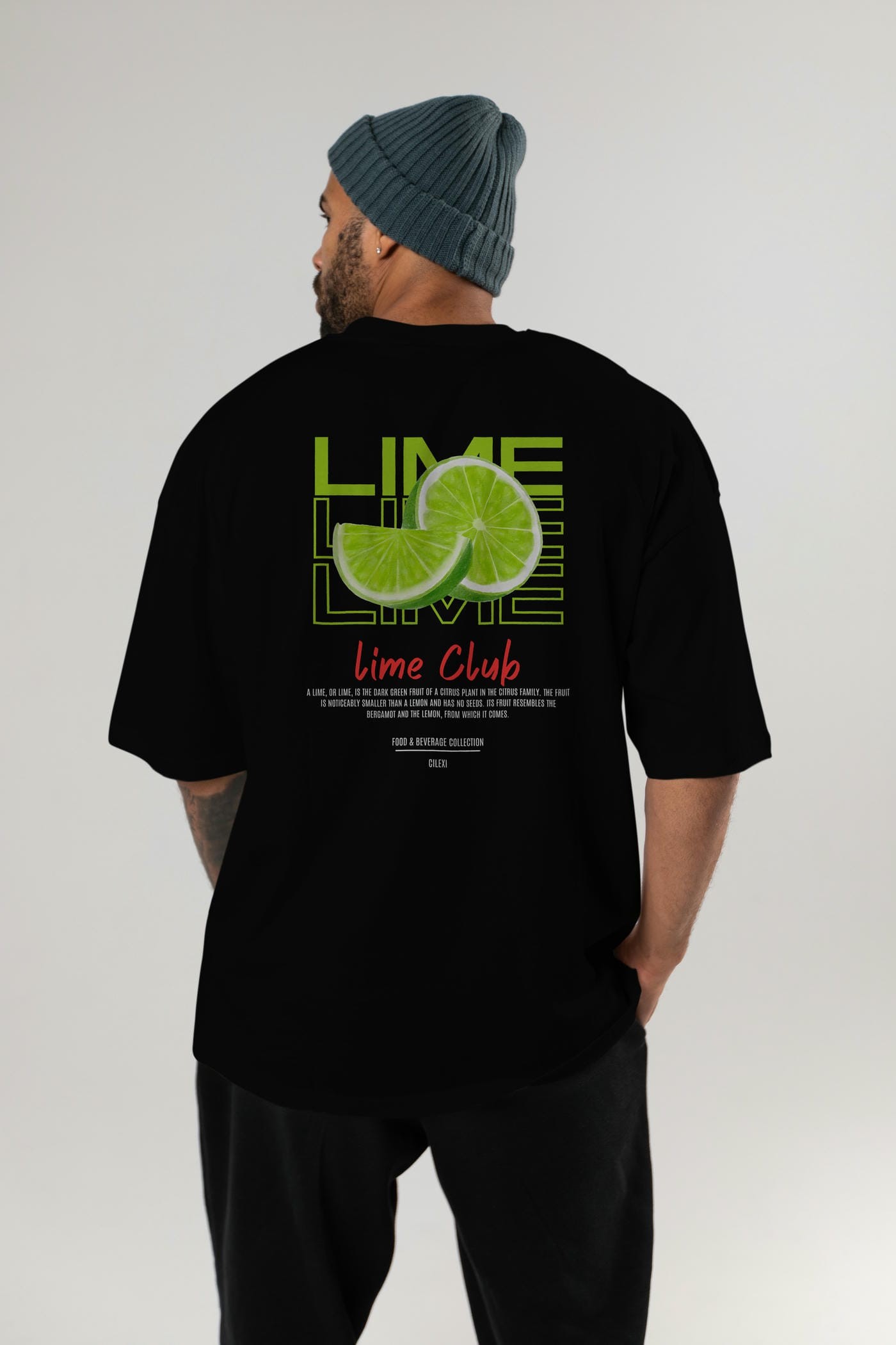 Lime Kokteyl Serisi Baskılı Oversize t-shirt Erkek Kadın Unisex %100 Pamuk Bisiklet Yaka tişort