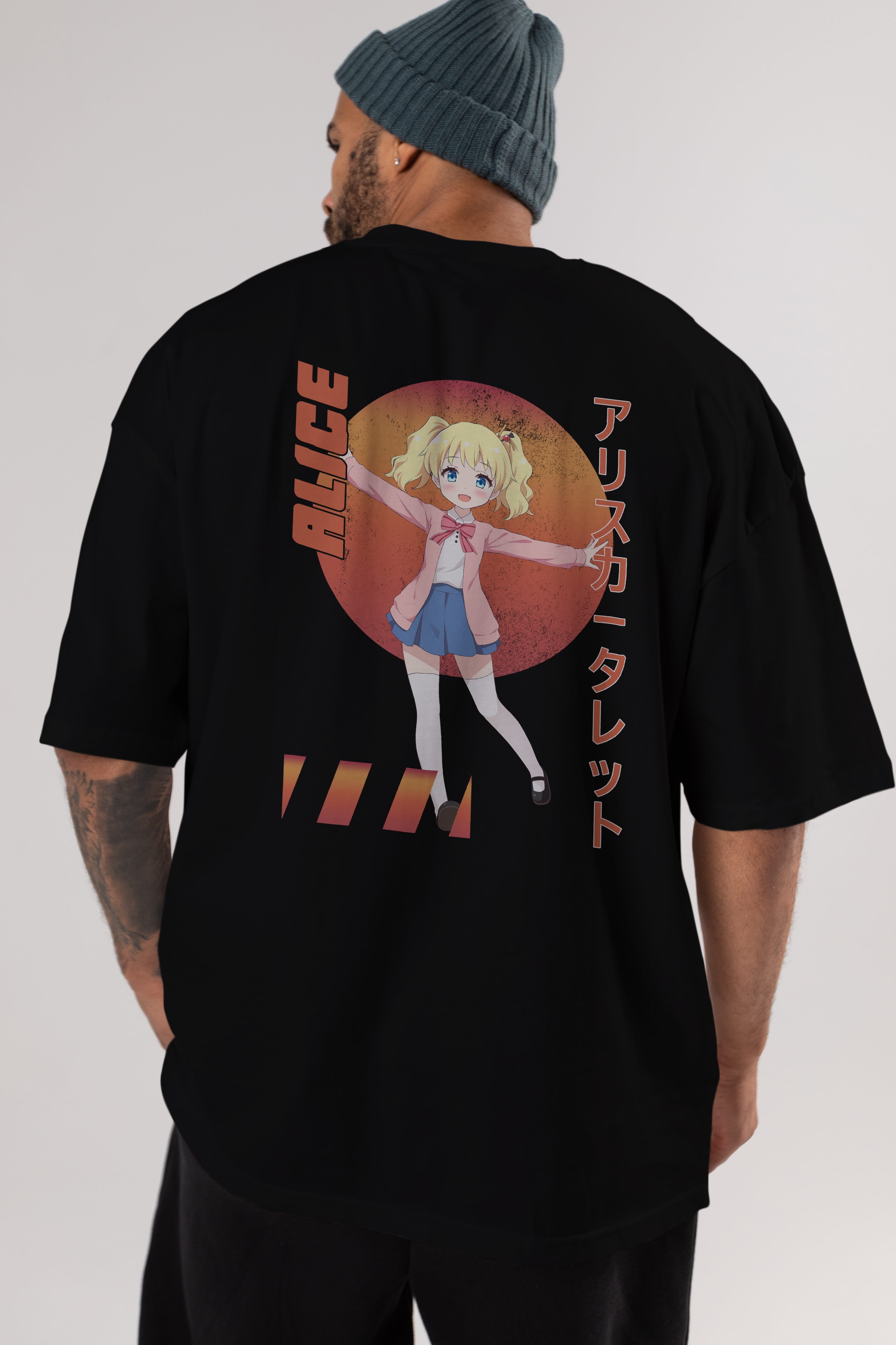 Alice Cartelet 15 Anime Arka Baskılı Oversize t-shirt Erkek Kadın Unisex