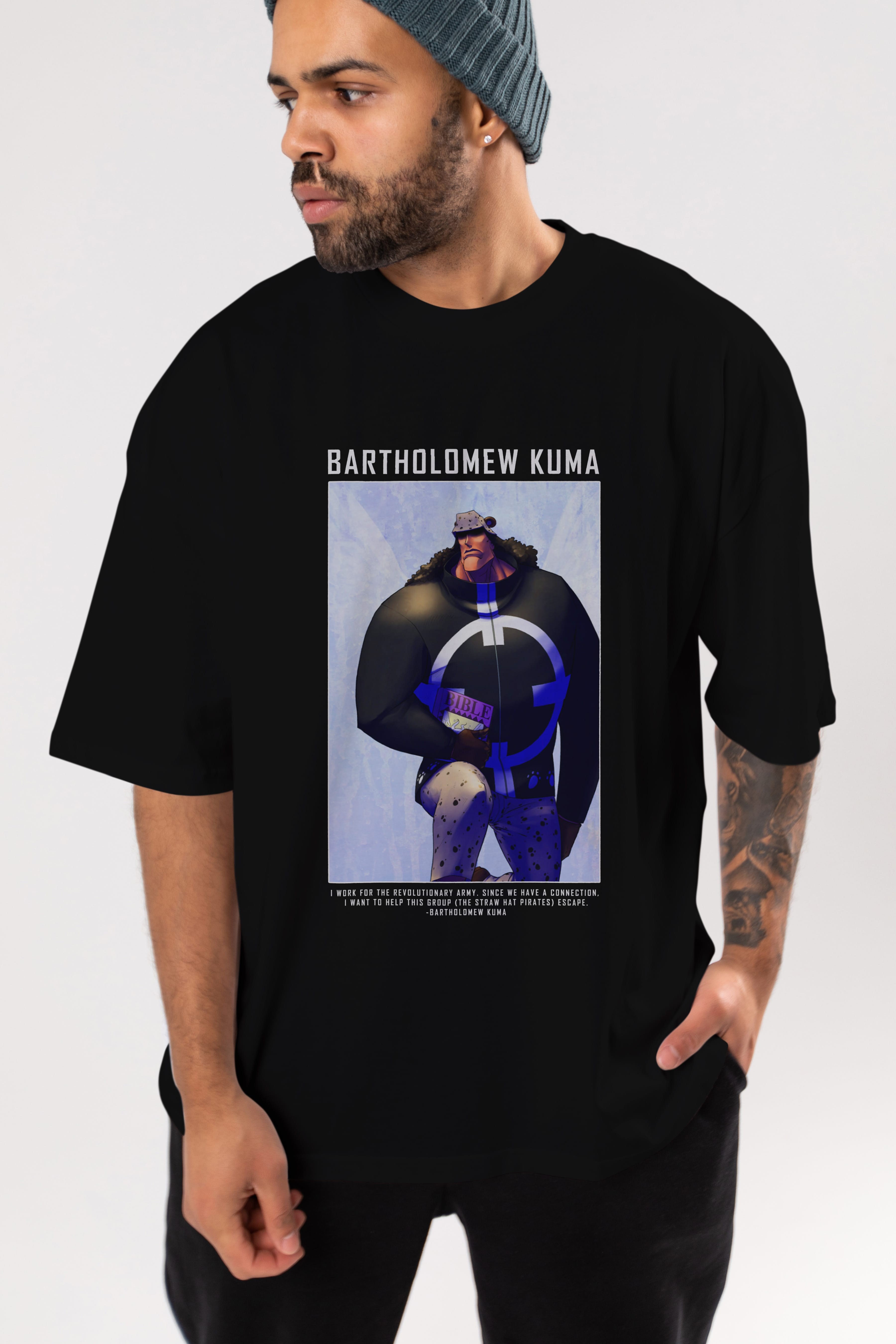 Bartholomew Kuma Anime Ön Baskılı Oversize t-shirt Erkek Kadın Unisex