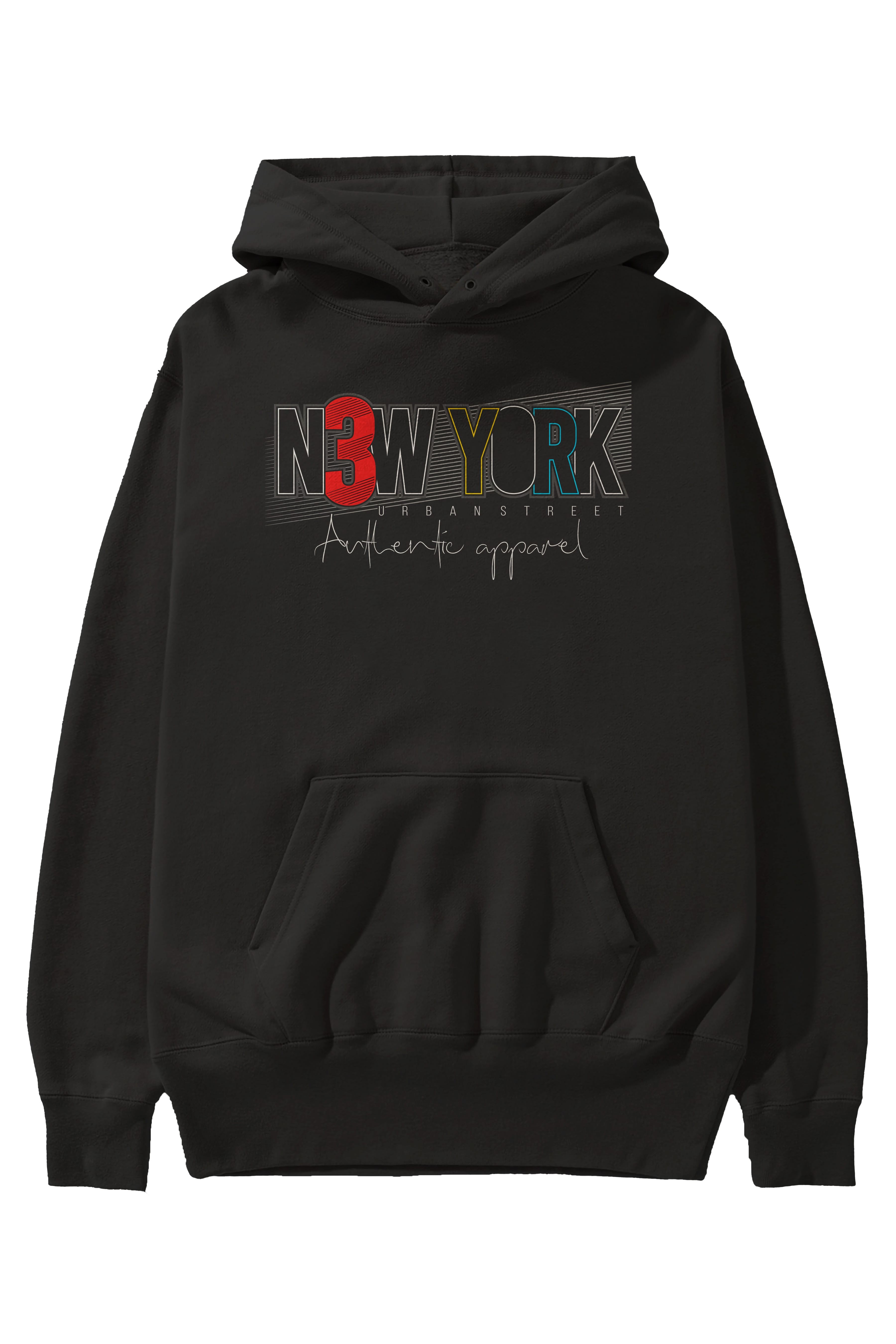 New York Ön Baskılı Oversize Hoodie Kapüşonlu Sweatshirt Erkek Kadın Unisex