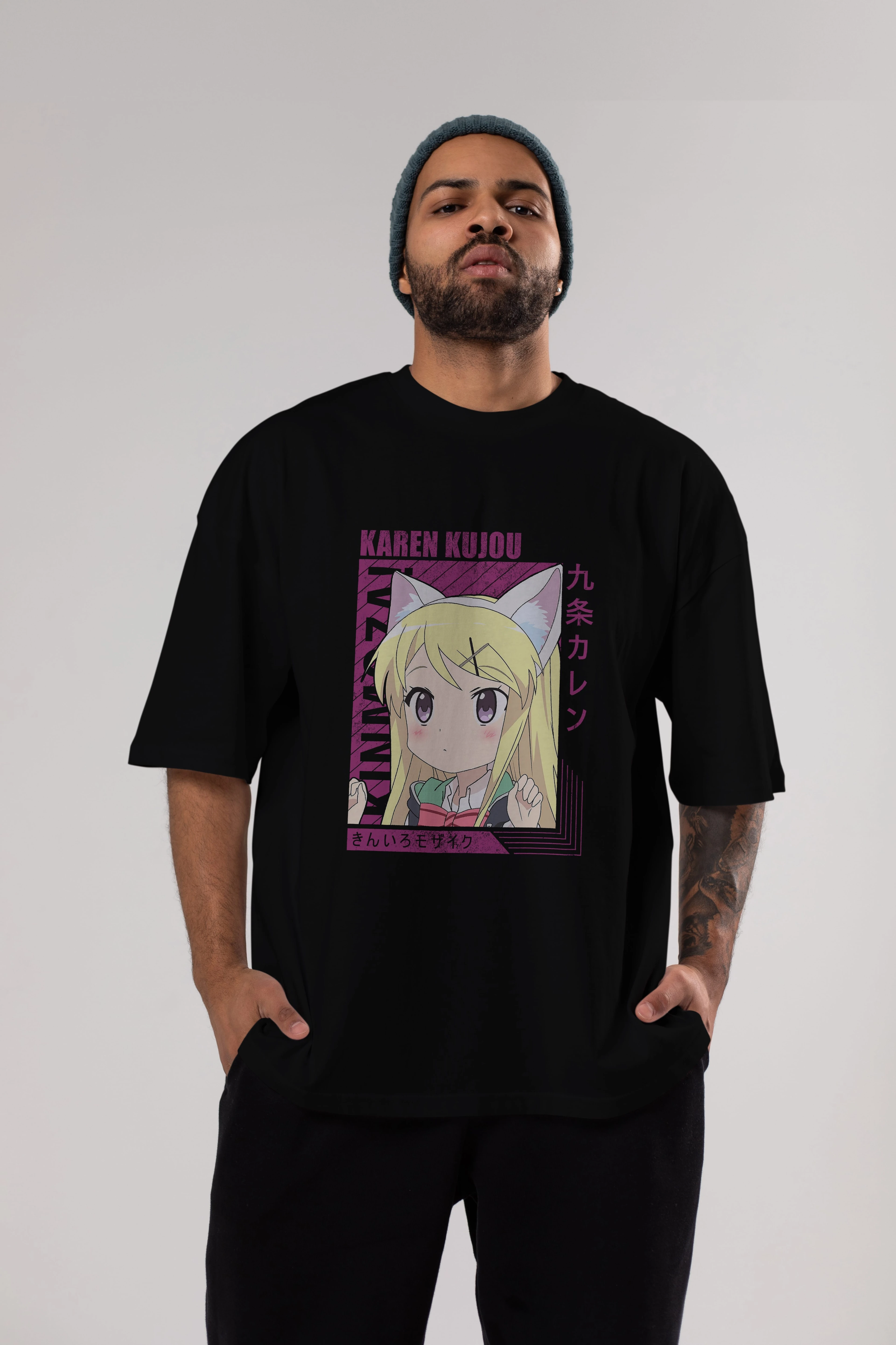Karen Kujou 4 Anime Ön Baskılı Oversize t-shirt %100 pamuk Erkek Kadın Unisex
