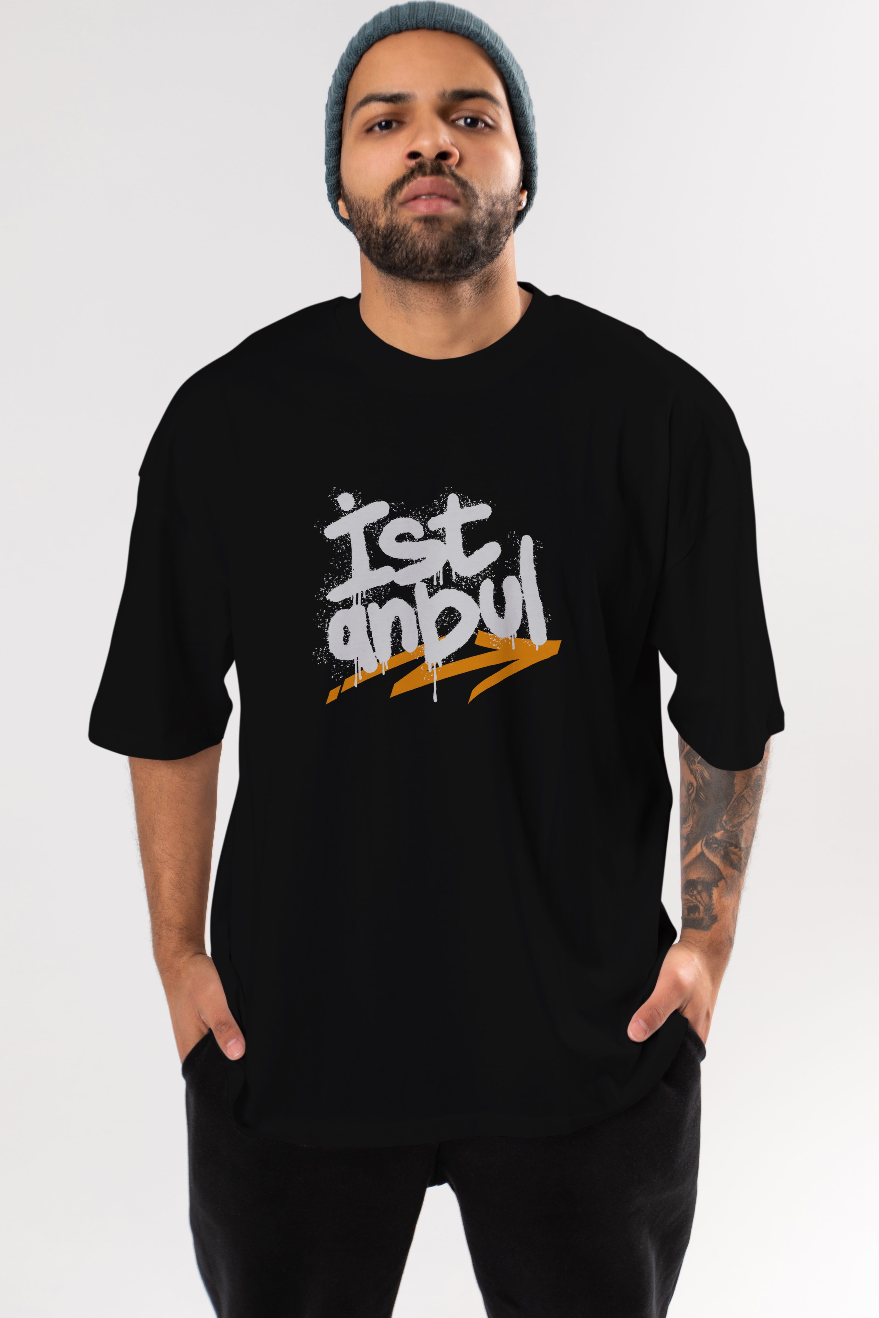 istanbul Yazılı Ön Baskılı Oversize t-shirt Erkek Kadın Unisex