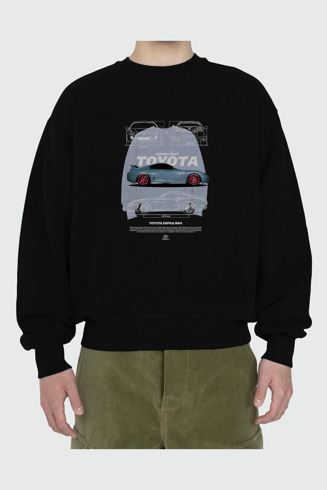 Toyota Supra MK4 Ön Baskılı Anime Oversize Sweatshirt Erkek Kadın Unisex