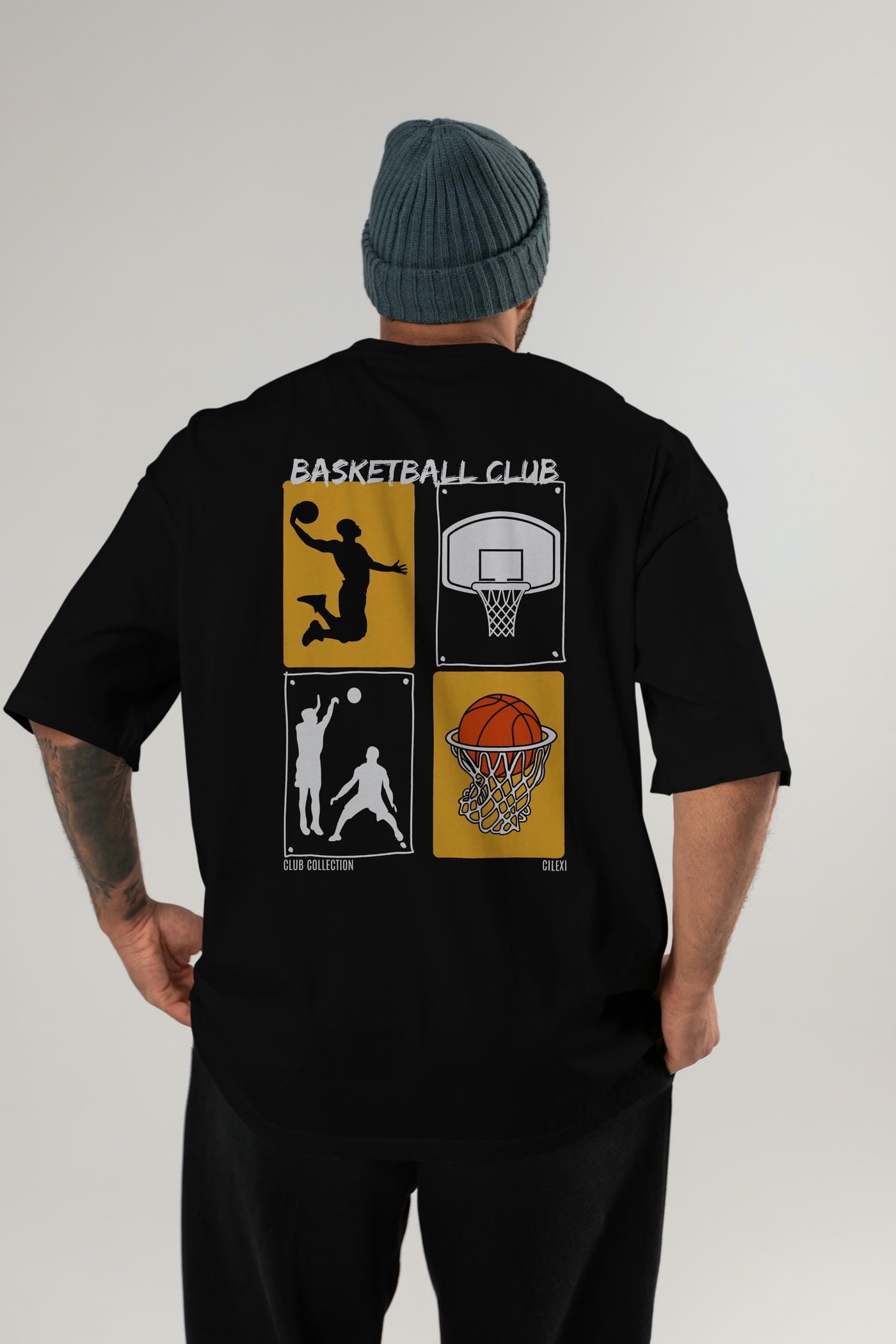 Basketball Club Arka Baskılı Oversize t-shirt Erkek Kadın %100 Pamuk Bisiklet Yaka tişort