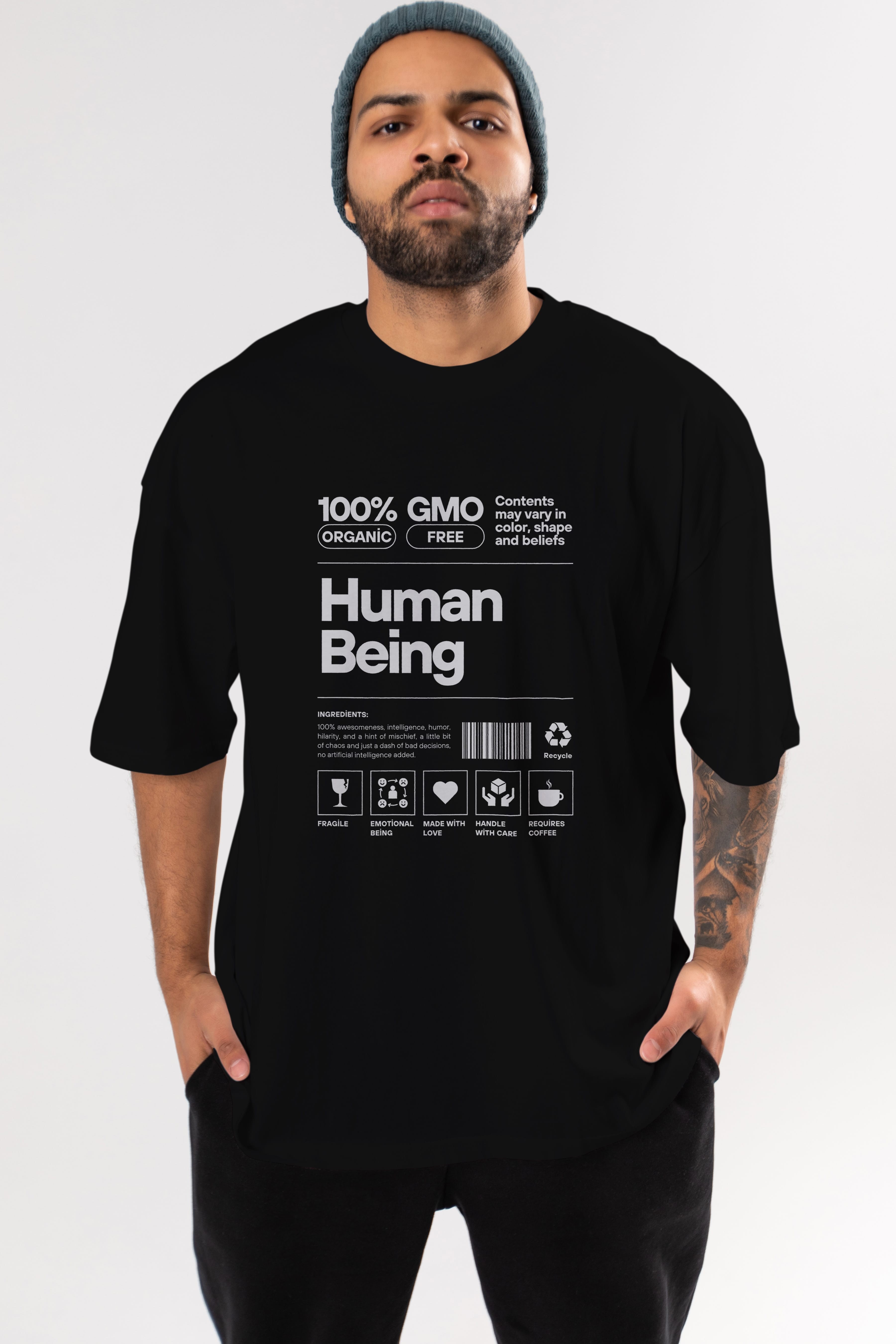 Human Being Ön Baskılı Oversize t-shirt Erkek Kadın Unisex