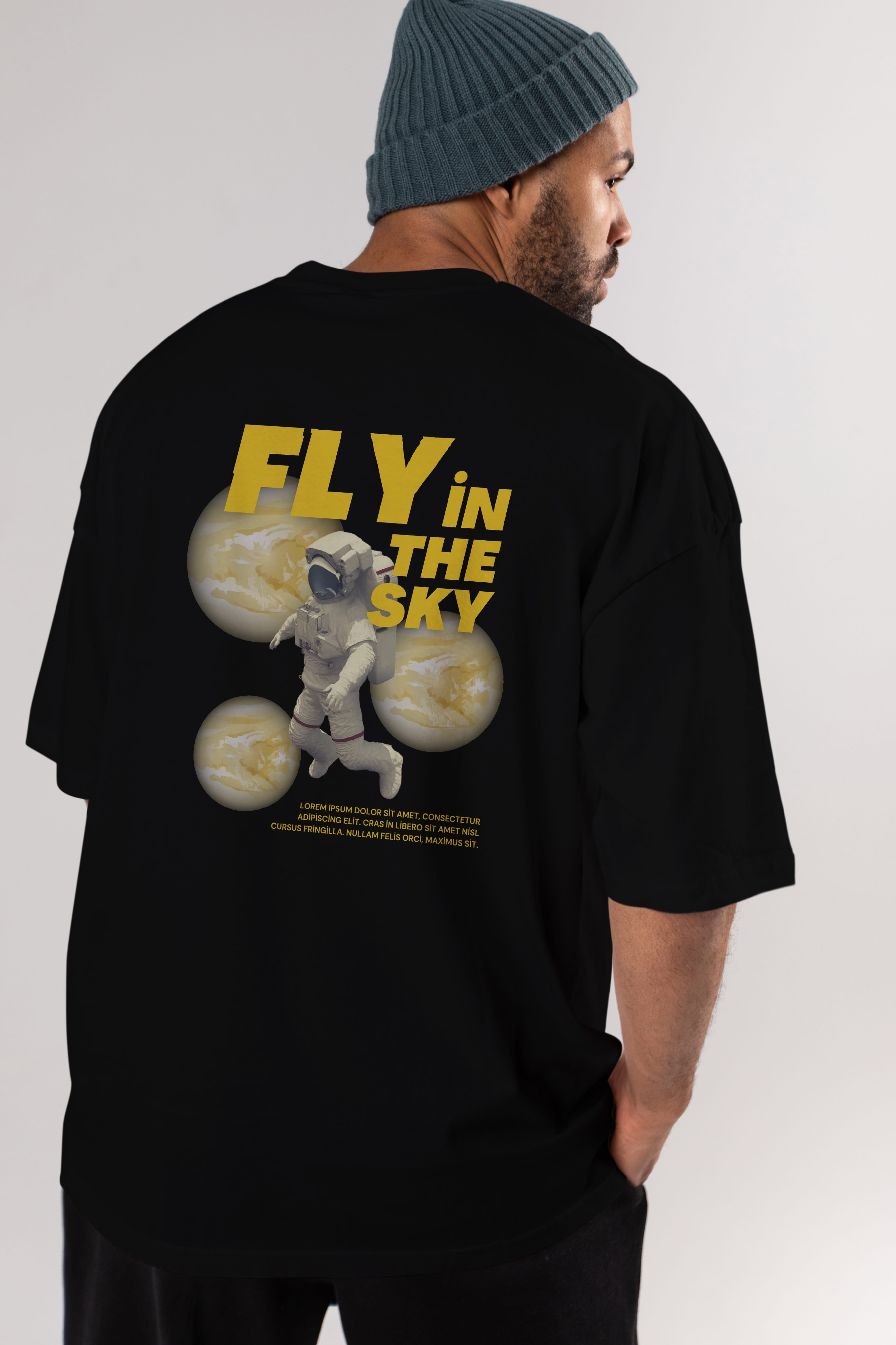 Fly in The Sky Arka Baskılı Oversize t-shirt Erkek Kadın Unisex