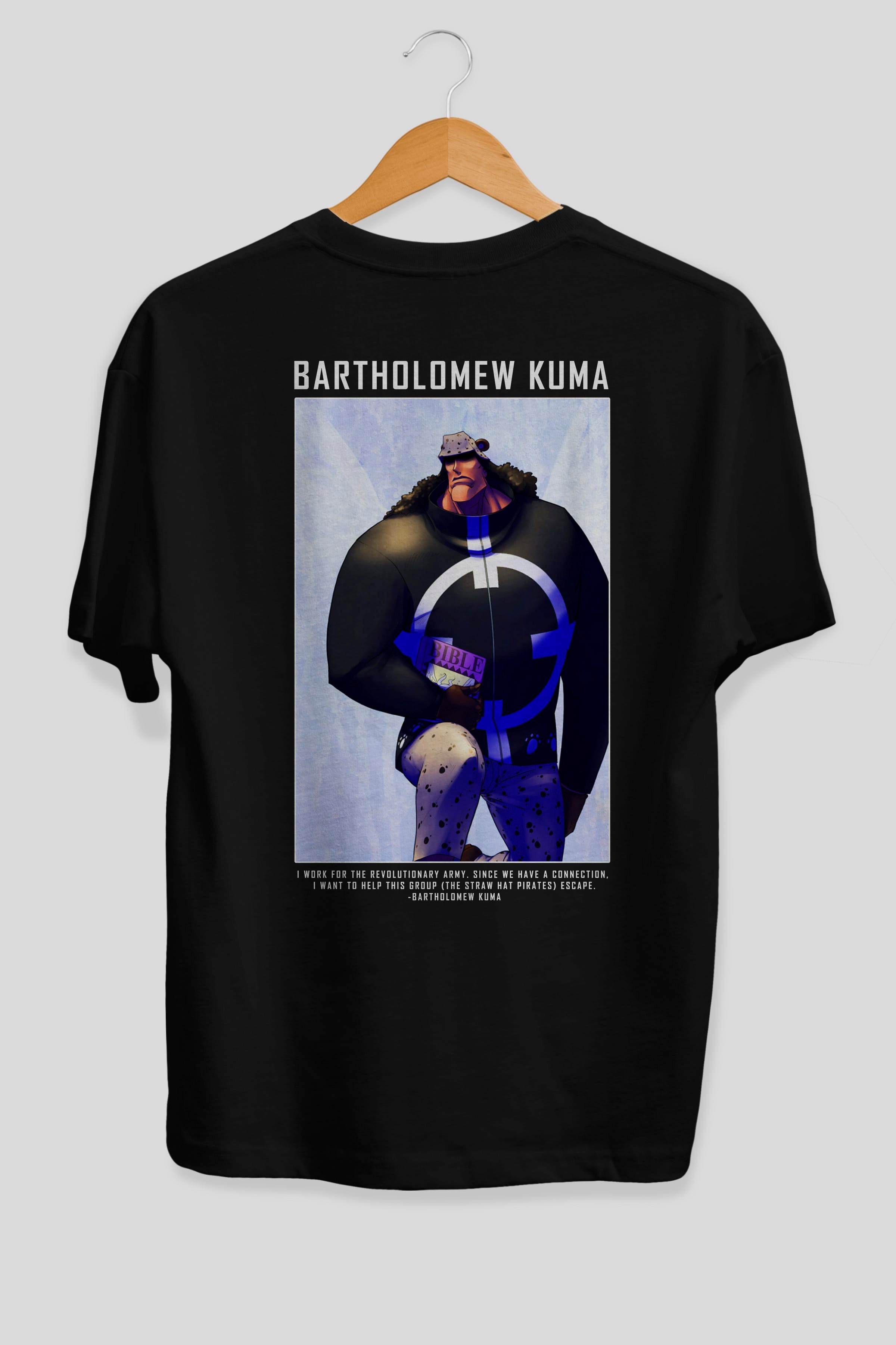 Bartholomew Kuma Anime Arka Baskılı Oversize t-shirt Erkek Kadın Unisex %100 pamuk tişort