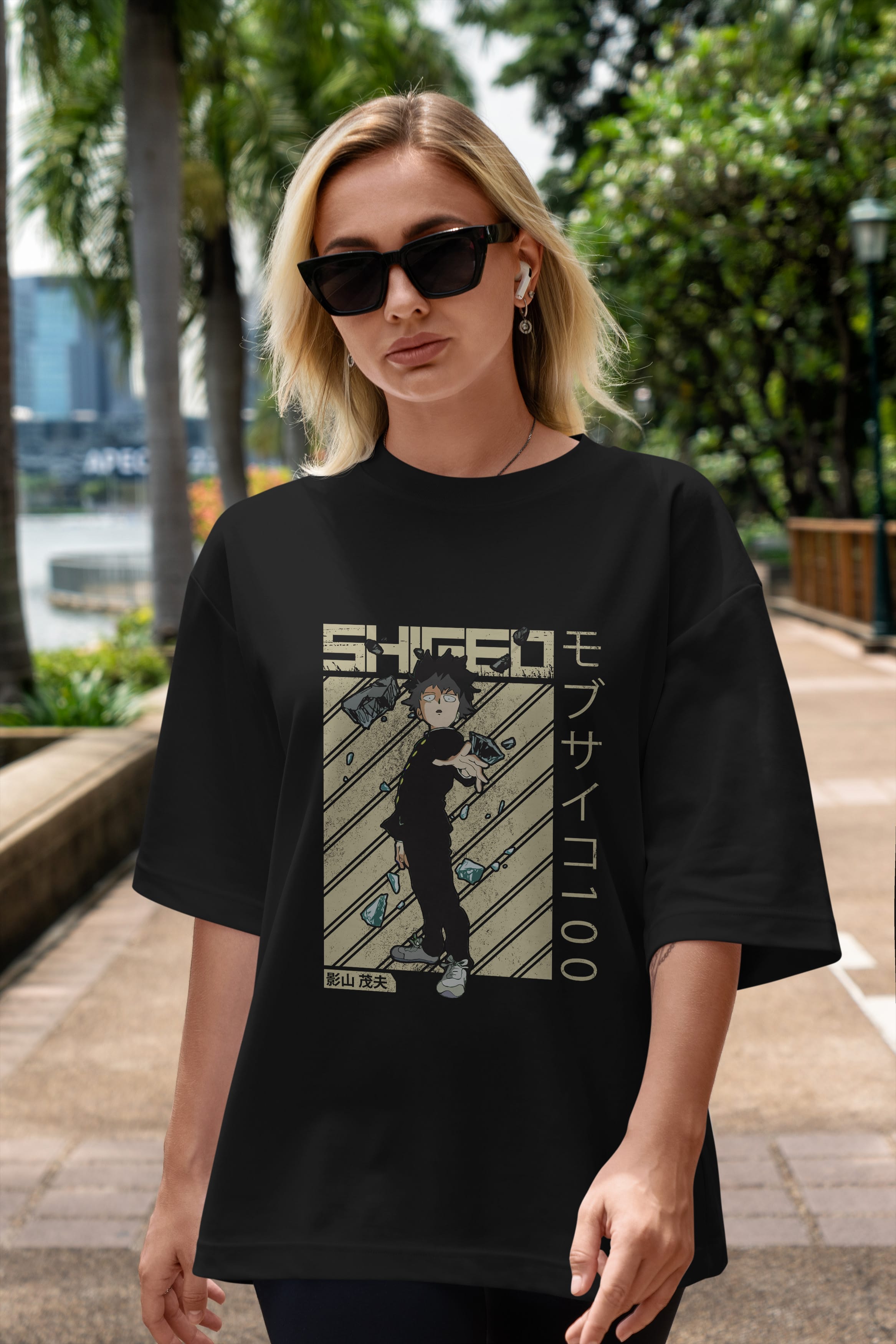 Shigeo Kageyama 3 Anime Ön Baskılı Oversize t-shirt %100 pamuk Erkek Kadın Unisex