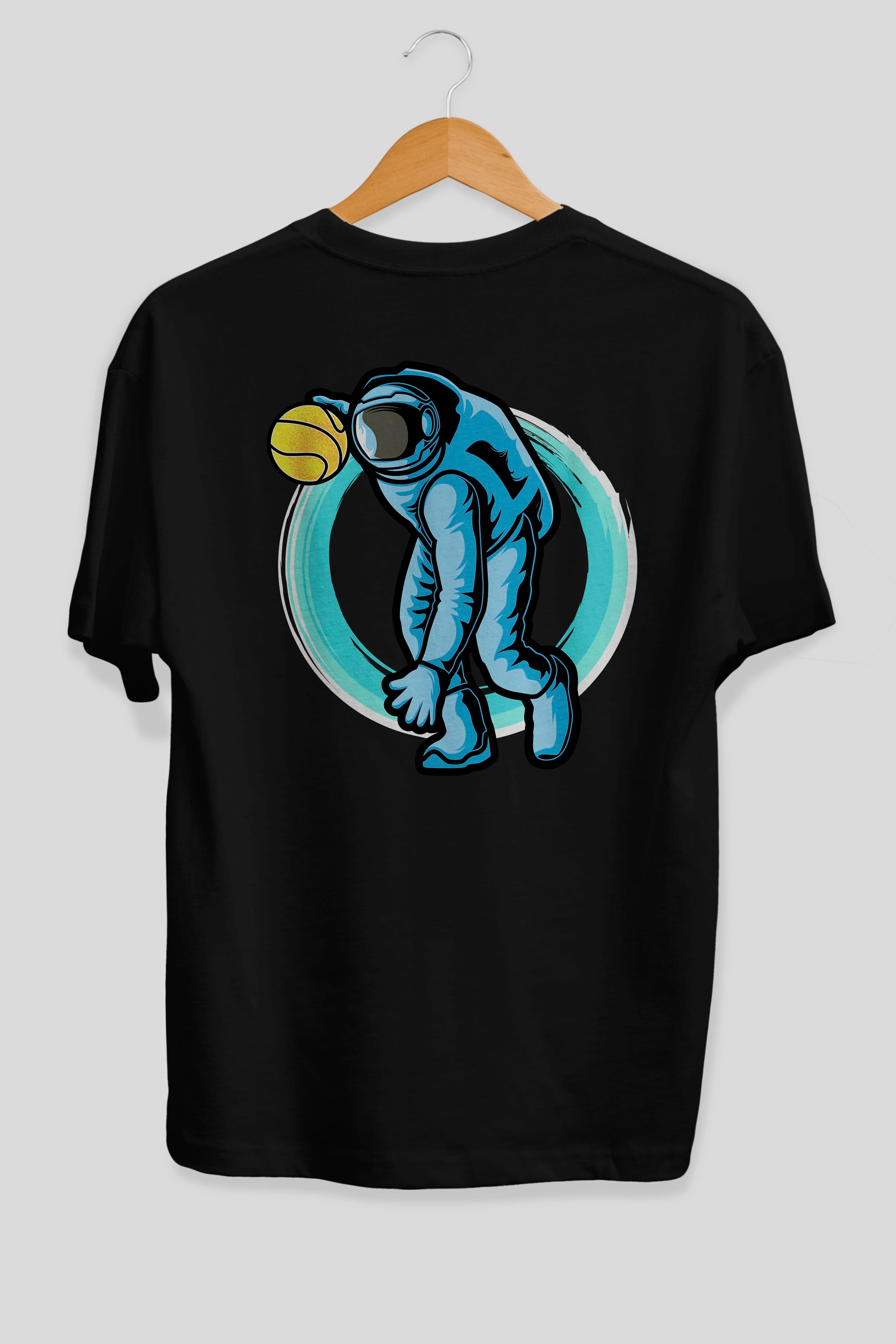 Astronaut Dribble Arka Baskılı Oversize t-shirt Erkek Kadın Unisex