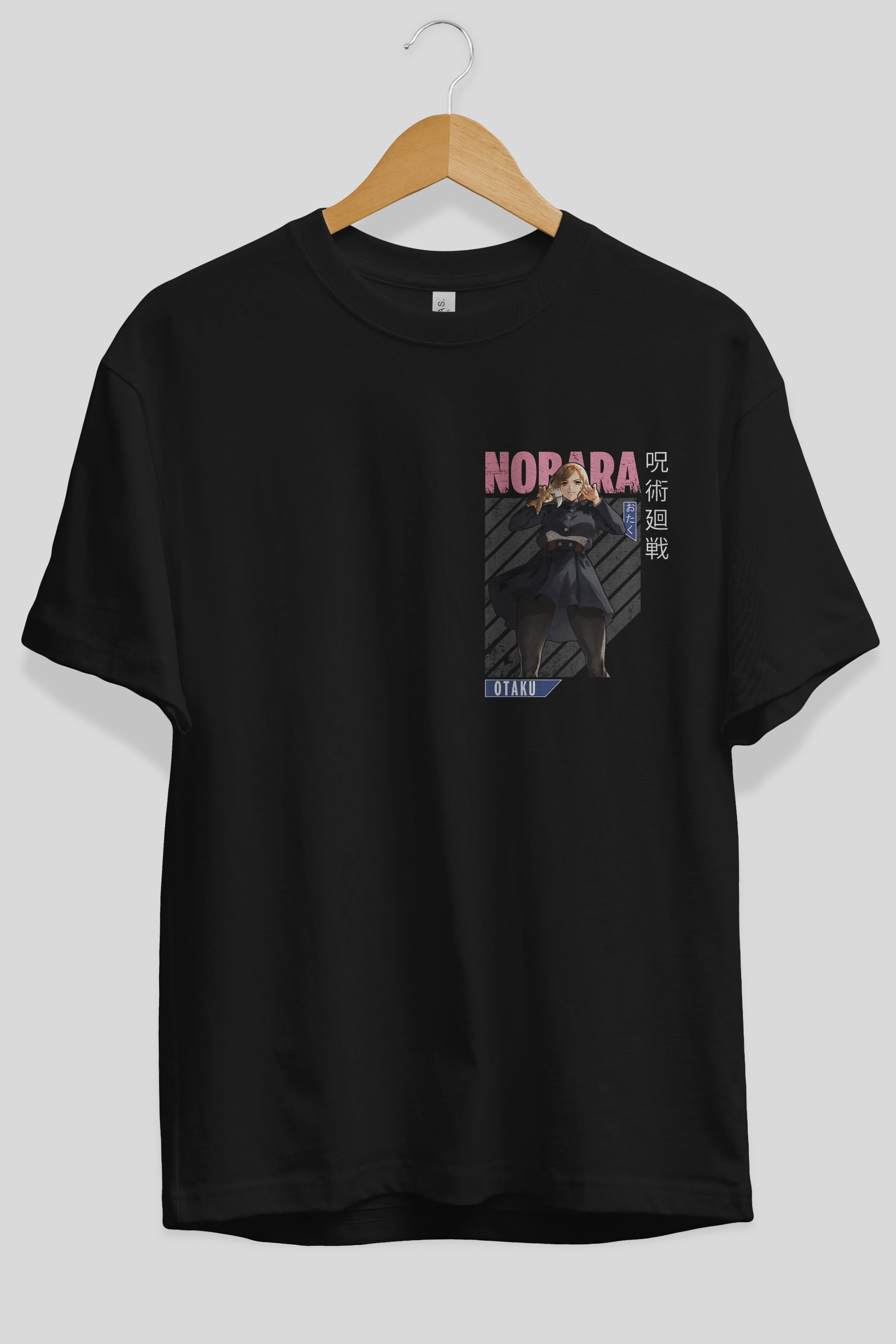 Nobara Kugisaki 4 Ön Sol Baskılı Oversize t-shirt Erkek Kadın Unisex %100 Pamuk Bisiklet Yaka tişort