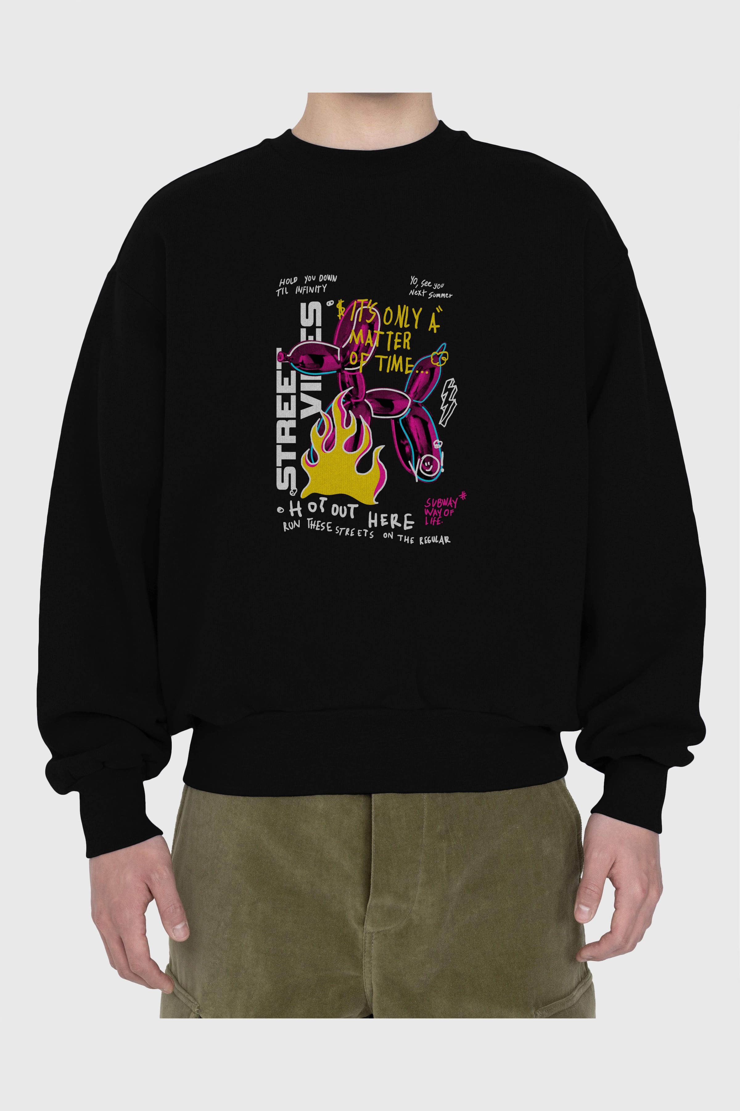 Street Vibes Ön Baskılı Oversize Sweatshirt Erkek Kadın Unisex