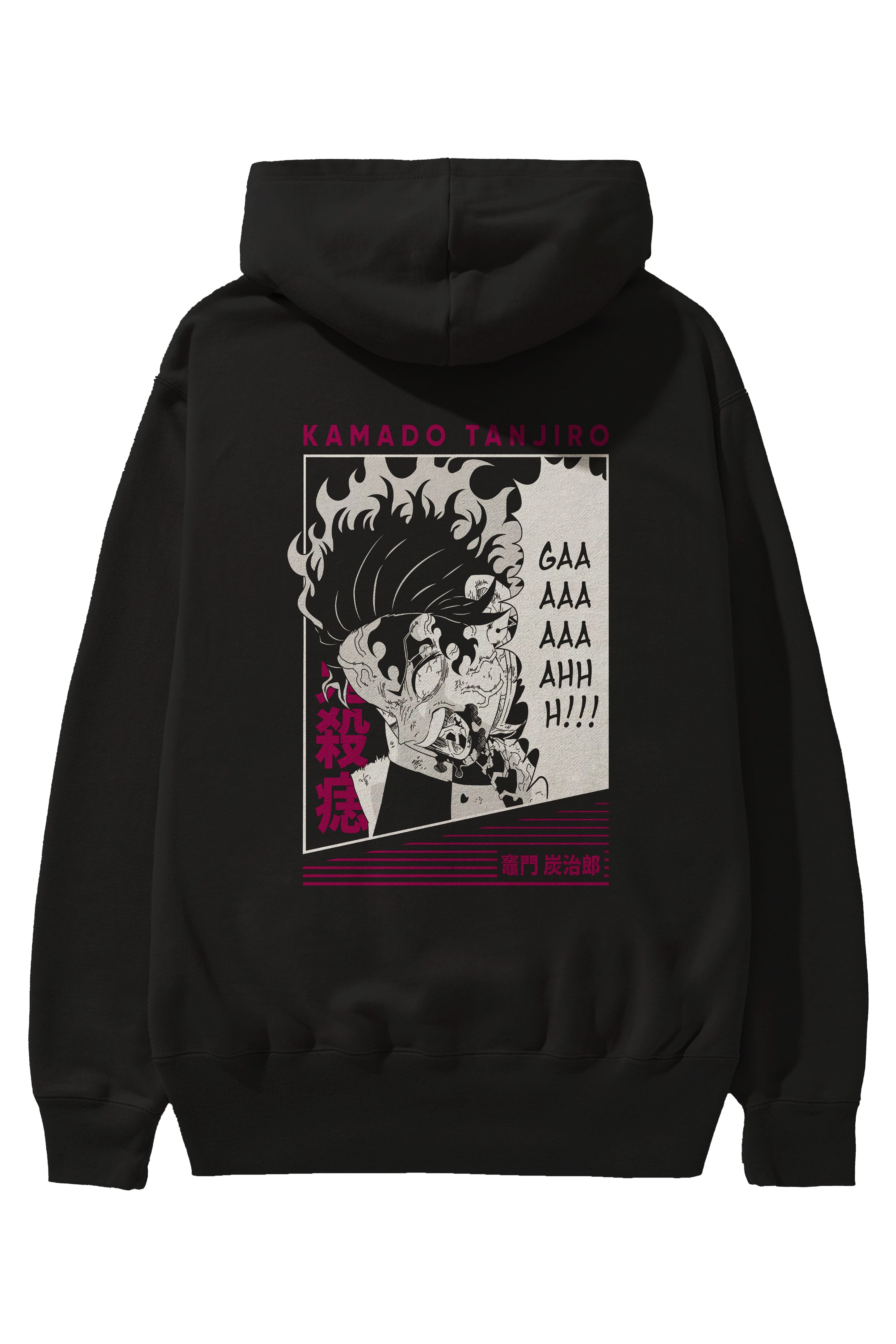 TANJIRO KAMADO 3 Anime Arka Baskılı Hoodie Oversize Kapüşonlu Sweatshirt Erkek Kadın Unisex