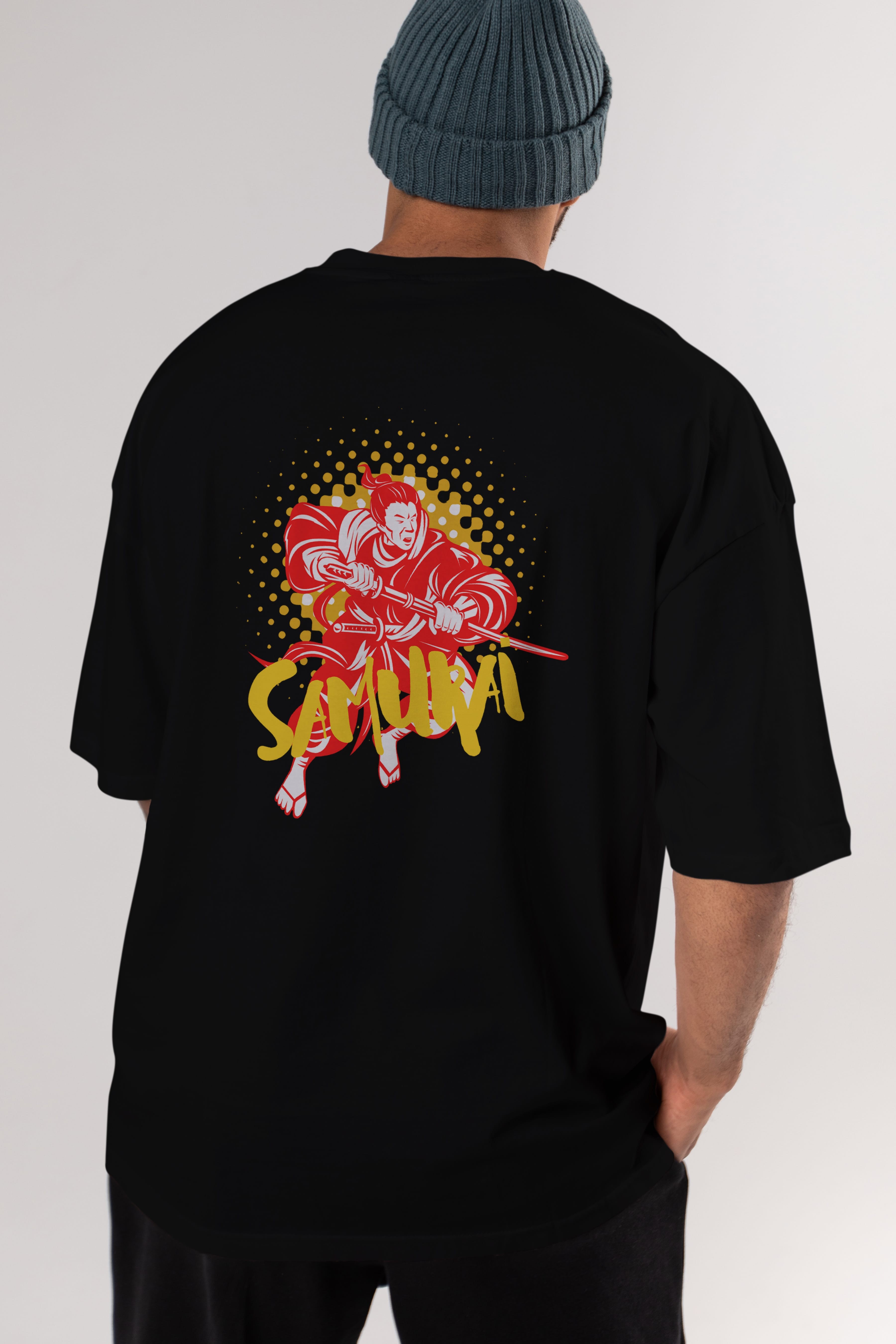 Samurai Arka Baskılı Oversize t-shirt Erkek Kadın Unisex