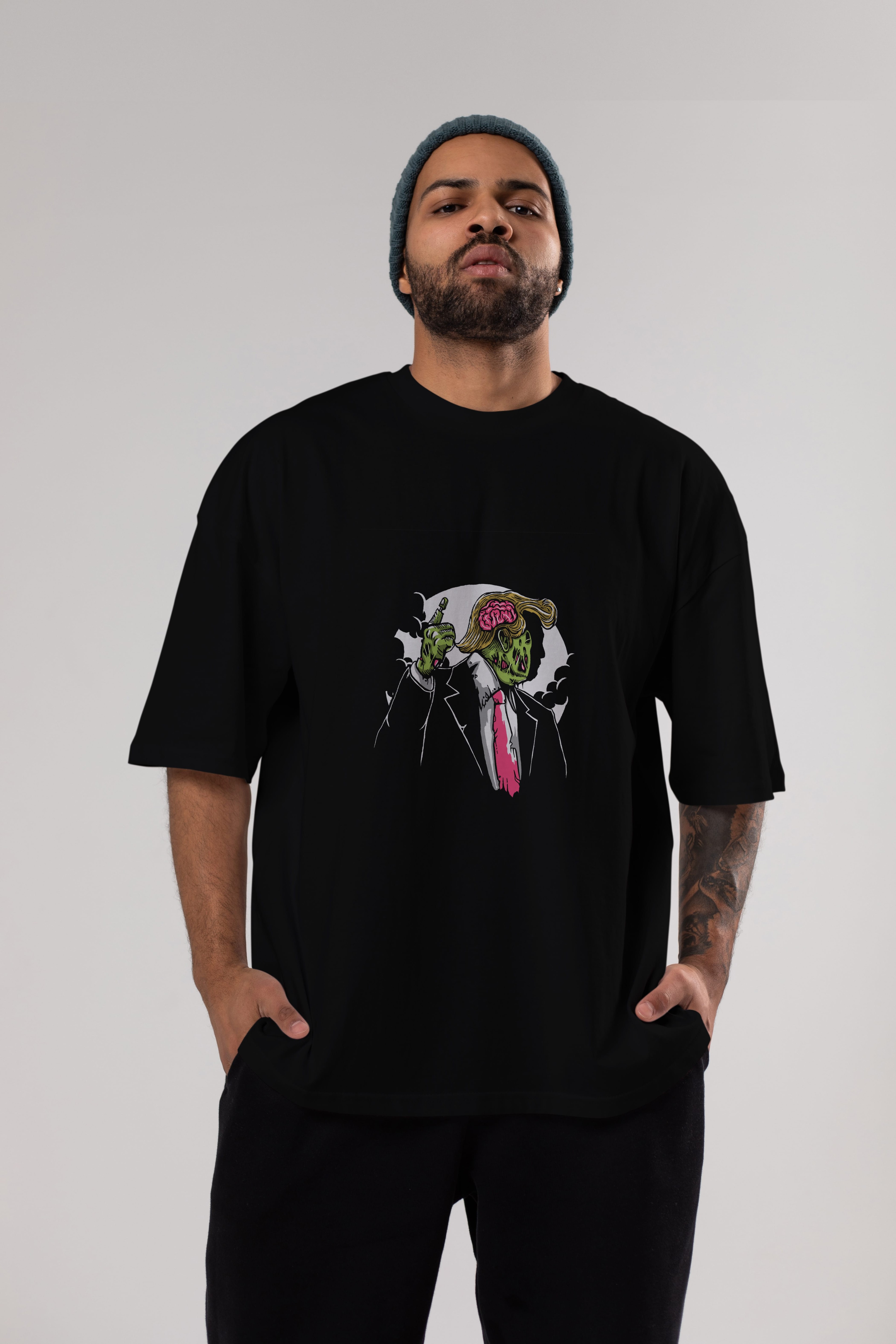 Make Zombie Great Again Ön Baskılı Oversize t-shirt Erkek Kadın Unisex %100 Pamuk tişort