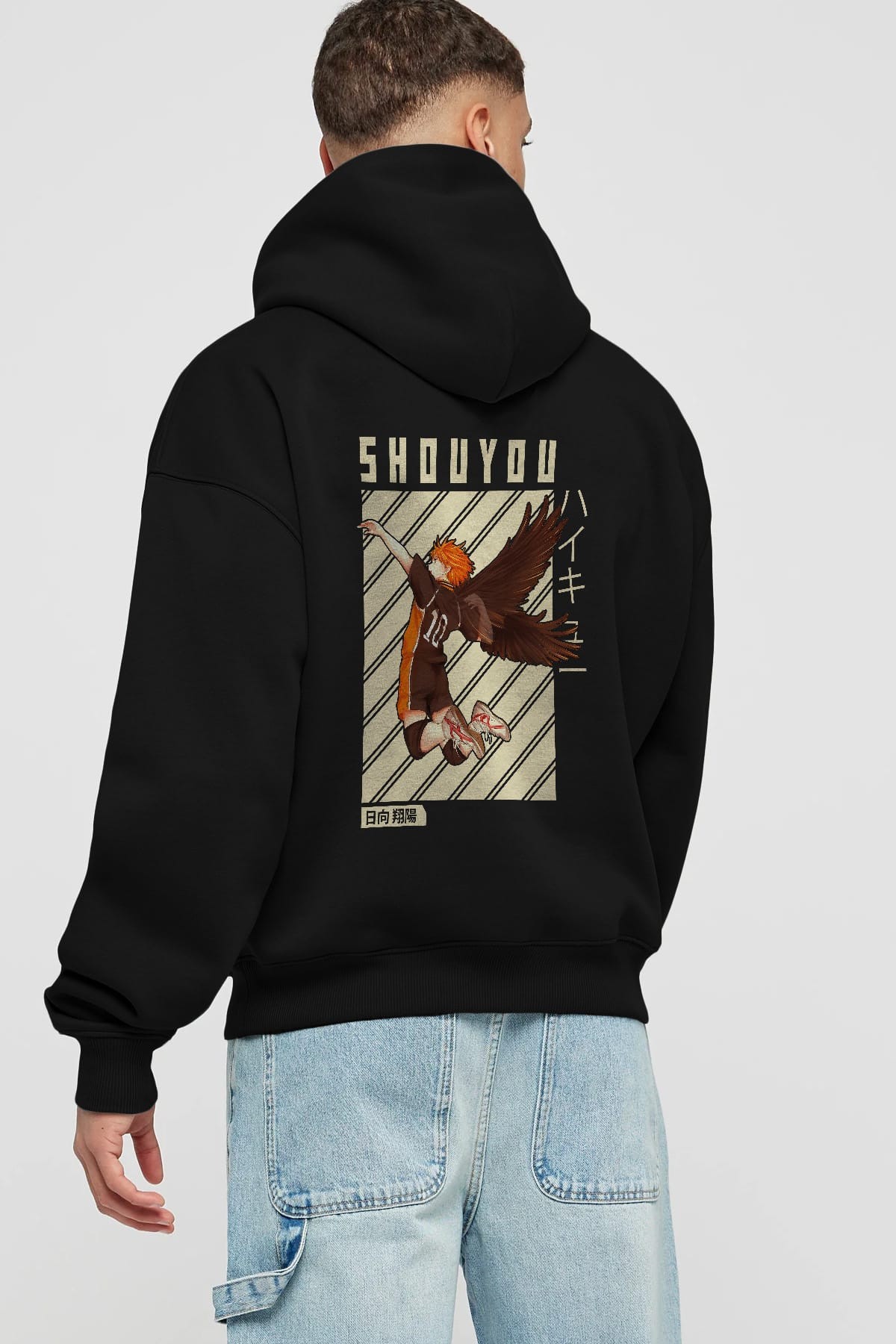 Shouyou Hinata 3 Anime Arka Baskılı Hoodie Oversize Kapüşonlu Sweatshirt Erkek Kadın Unisex