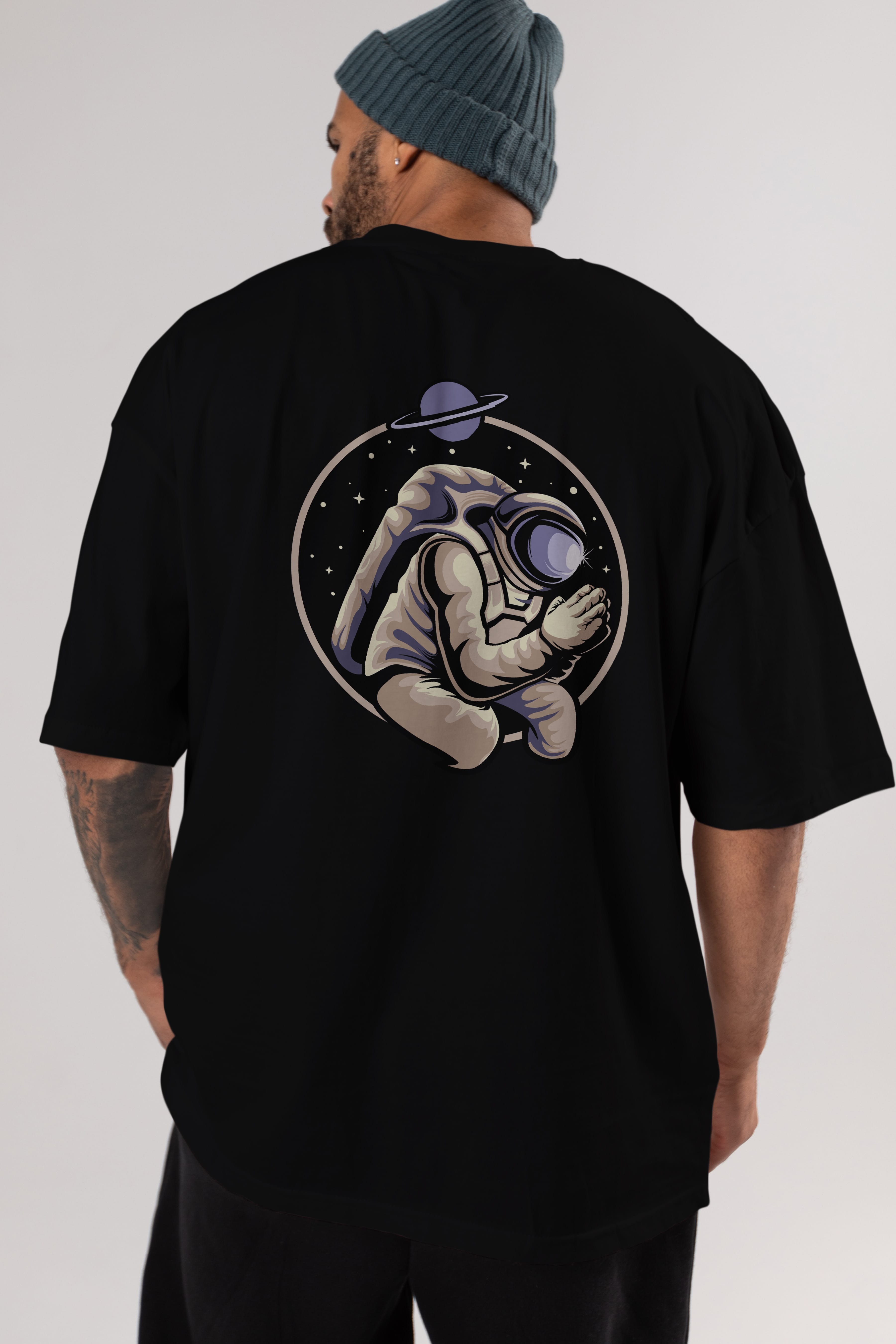 Astronaut Praying Arka Baskılı Oversize t-shirt Erkek Kadın Unisex