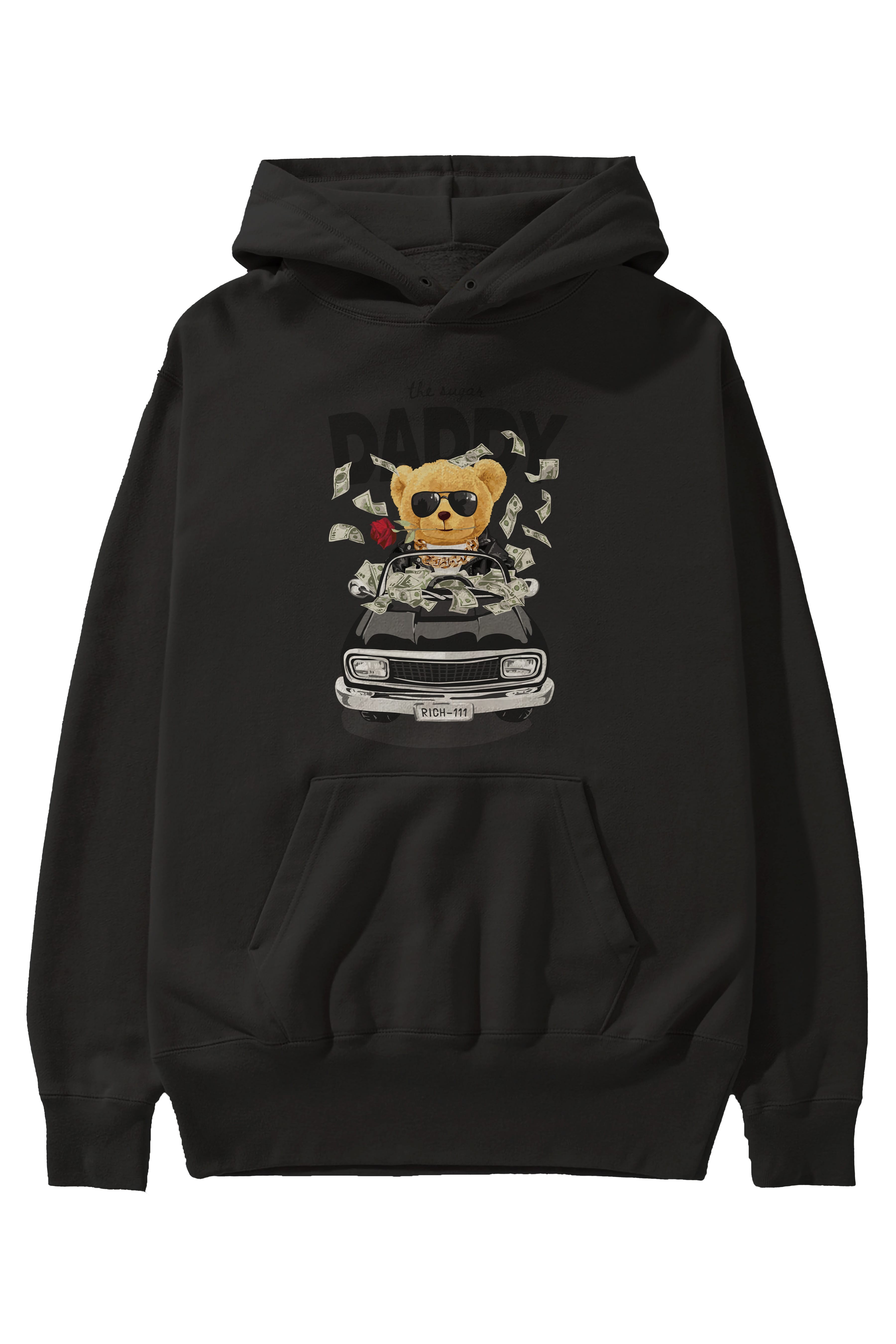 Teddy Bear Daddy Ön Baskılı Hoodie Oversize Kapüşonlu Sweatshirt Erkek Kadın Unisex