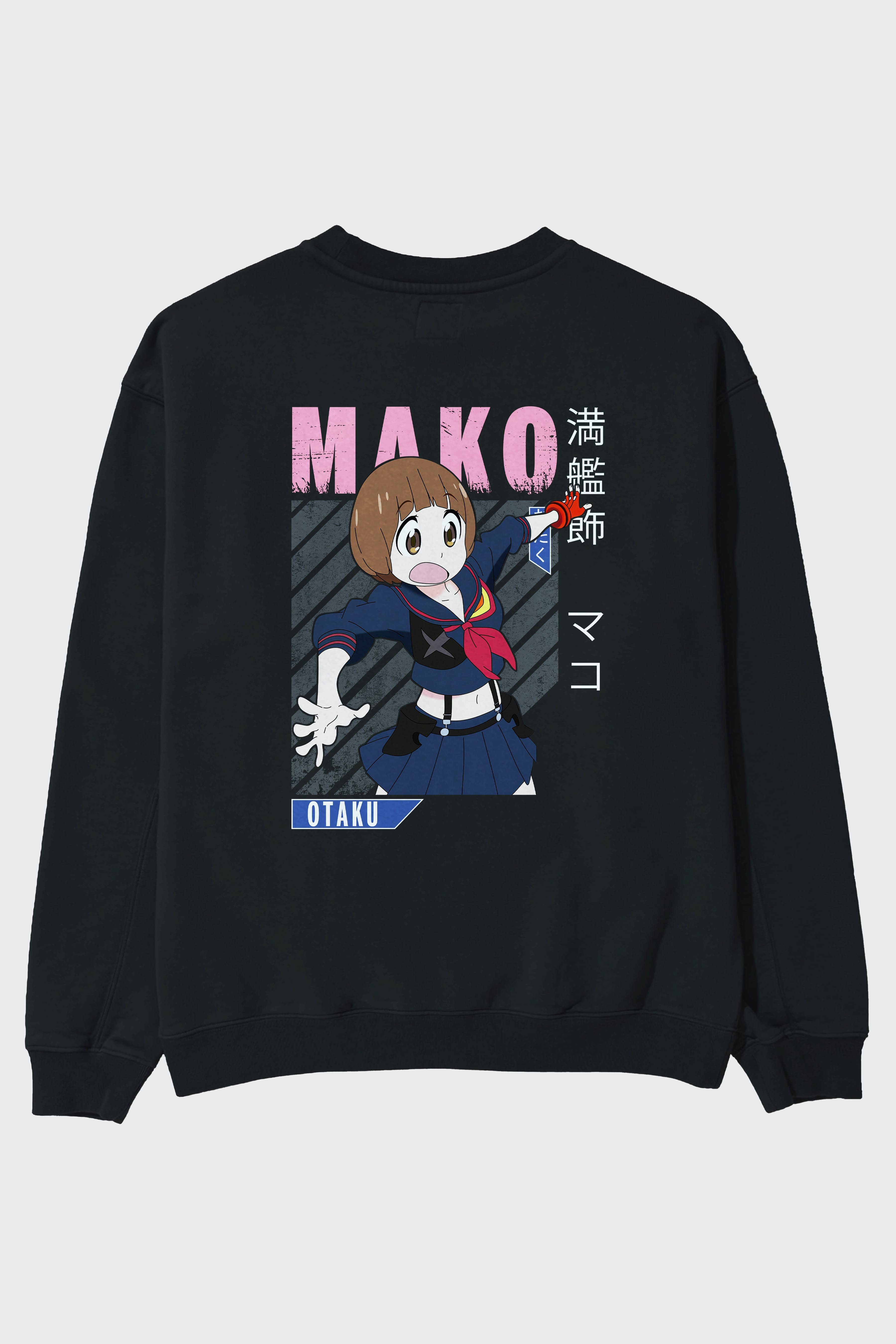 Mako Mankanshoku 2 Anime Arka Baskılı Oversize Sweatshirt Erkek Kadın Unisex