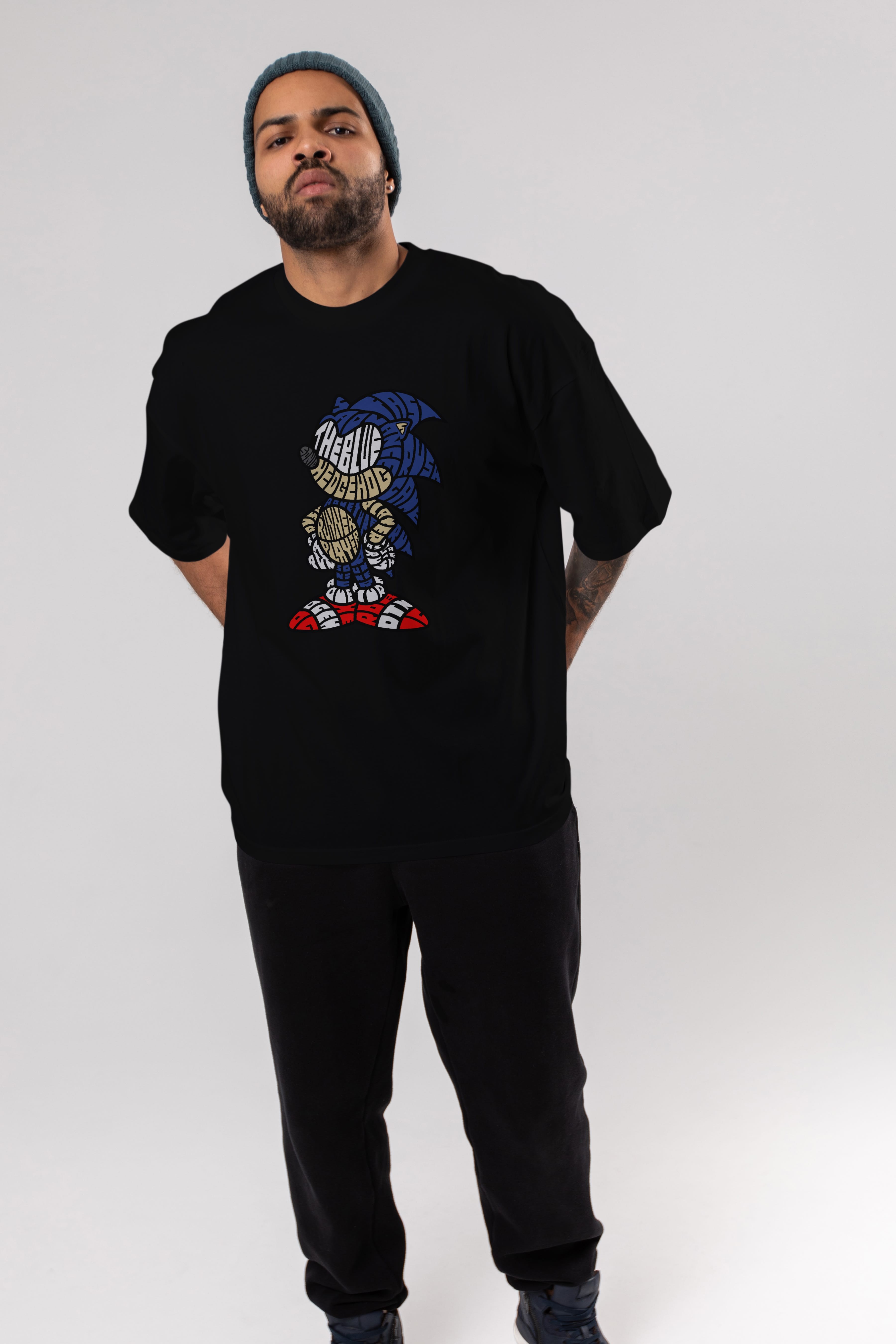 The Blue Hedgehog Ön Baskılı Oversize t-shirt %100 pamuk Erkek Kadın Unisex