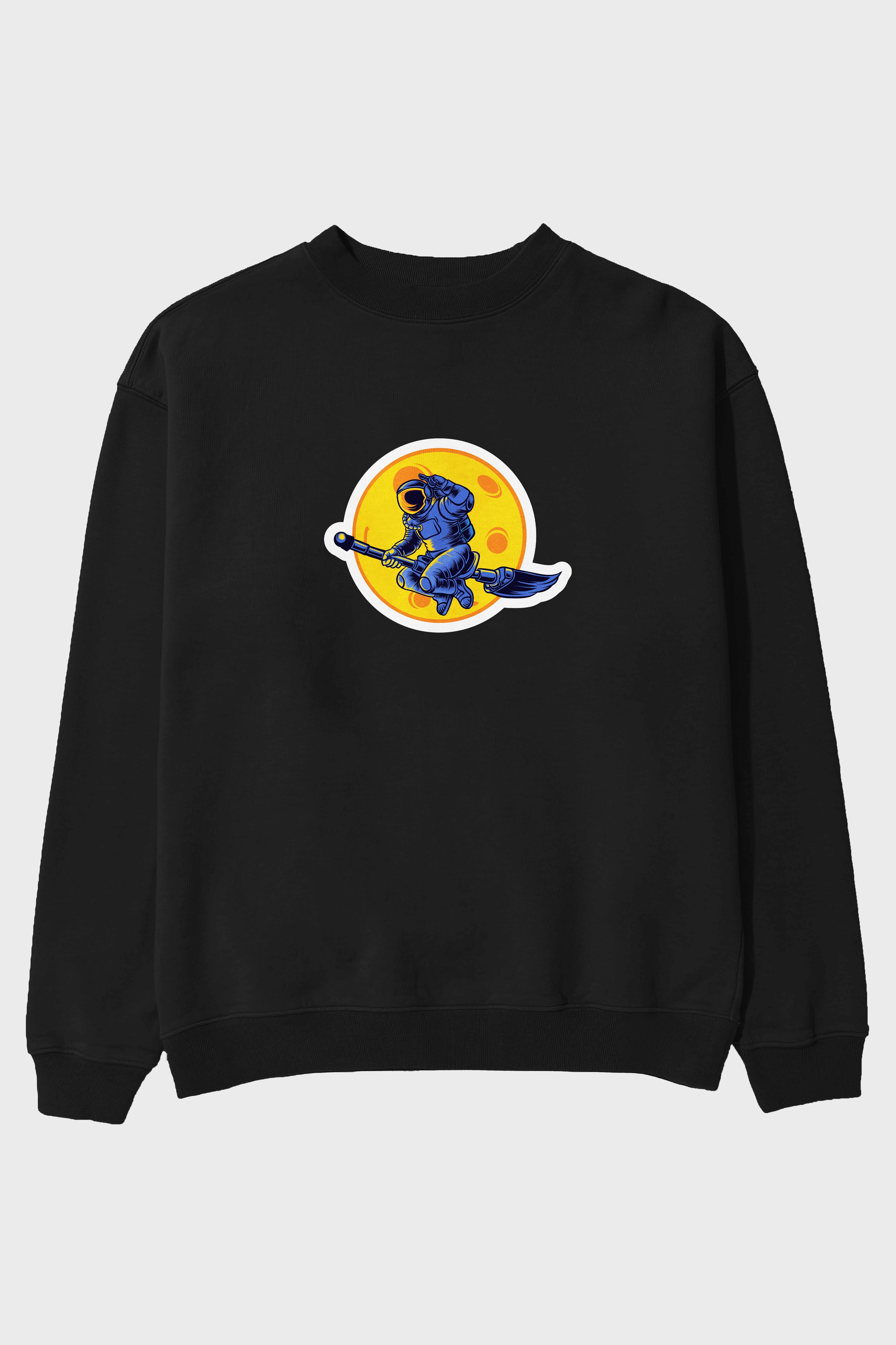 Space Witch Sticker Ön Baskılı Oversize Sweatshirt Erkek Kadın Unisex