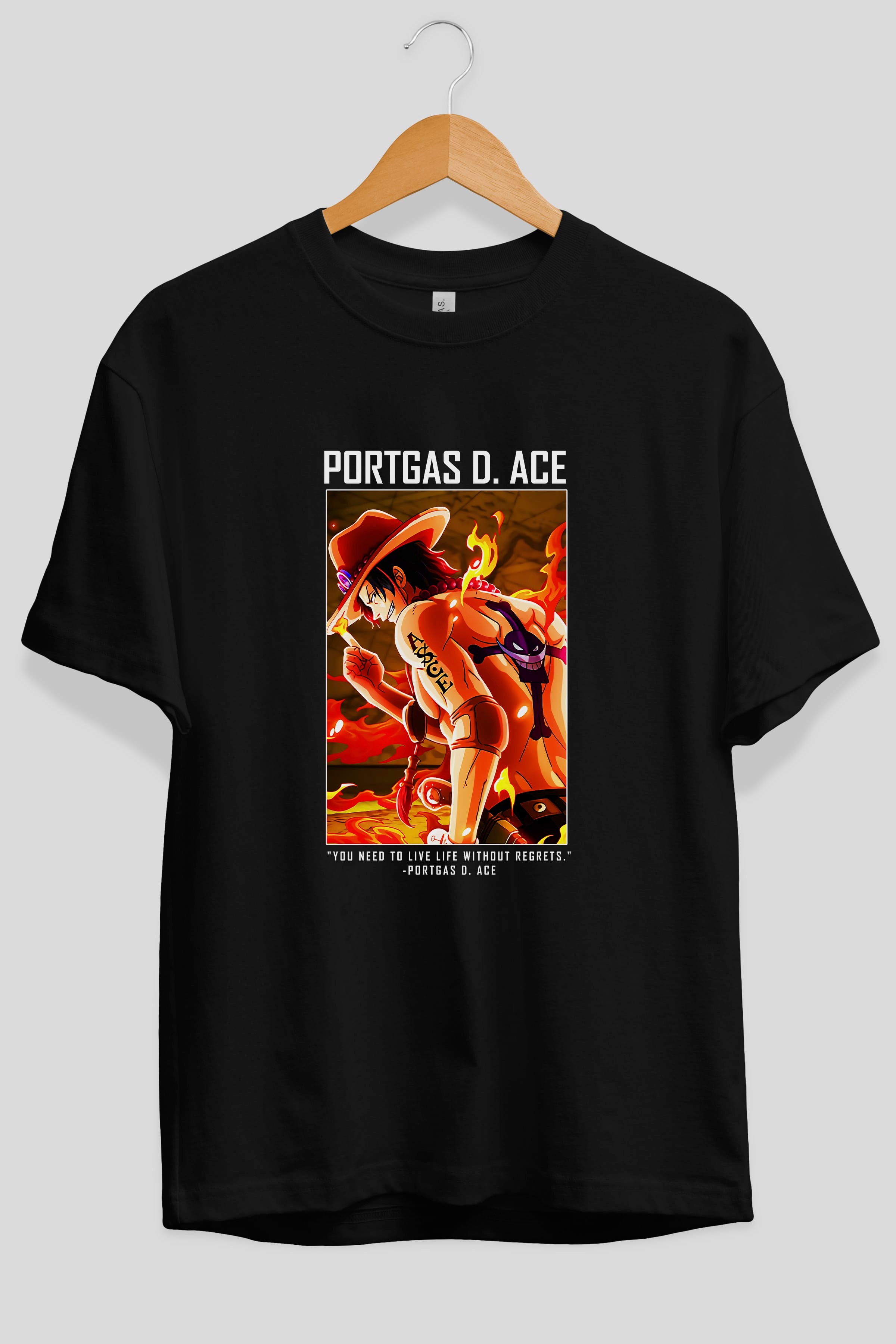 Portgas D. Ace Anime Ön Baskılı Oversize t-shirt Erkek Kadın Unisex