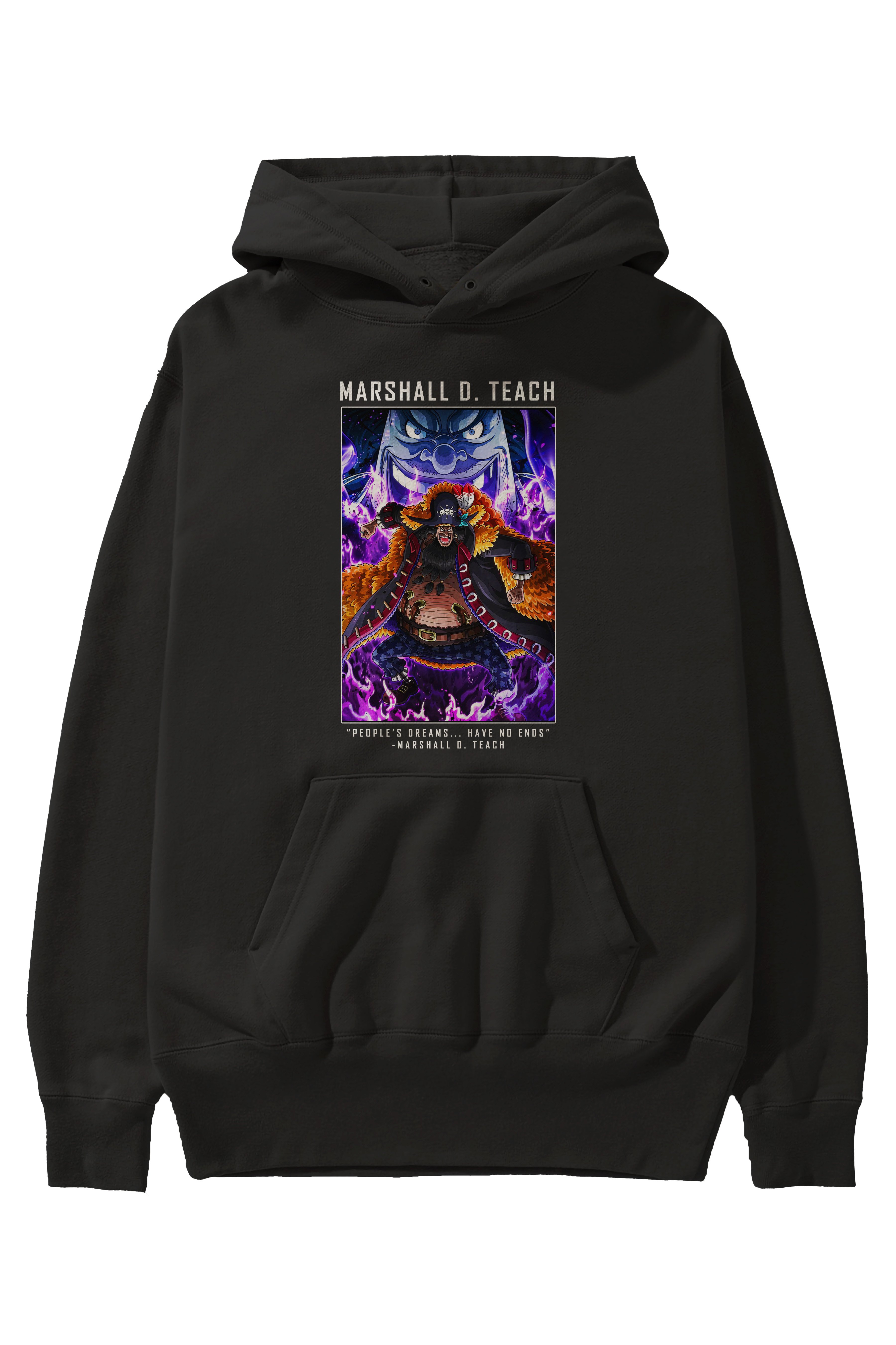 Blackbeard Anime Ön Baskılı Hoodie Oversize Kapüşonlu Sweatshirt Erkek Kadın Unisex