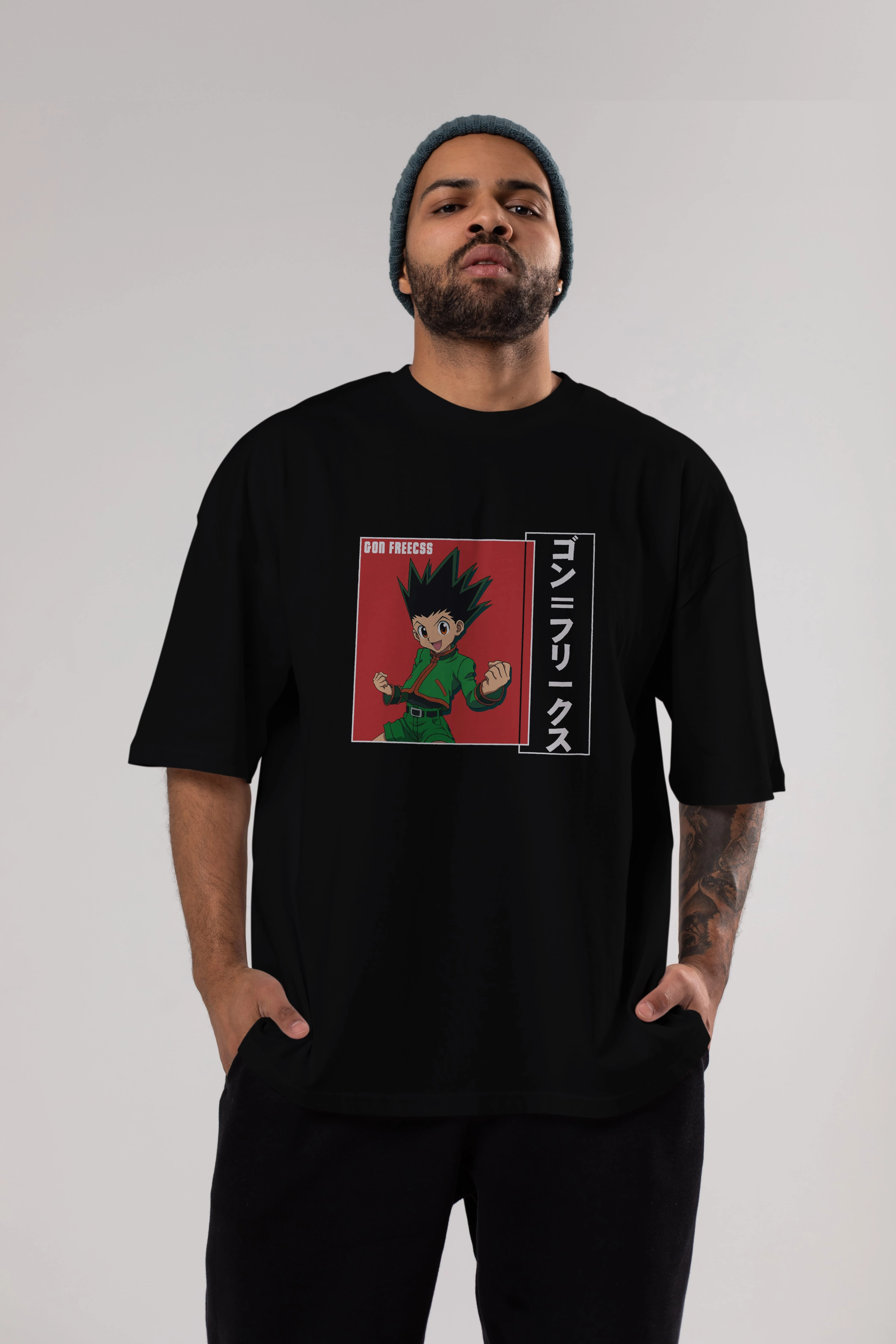 Gon Freecss HUNTER X HUNTER 5 Anime Ön Baskılı Oversize t-shirt %100 pamuk Erkek Kadın Unisex