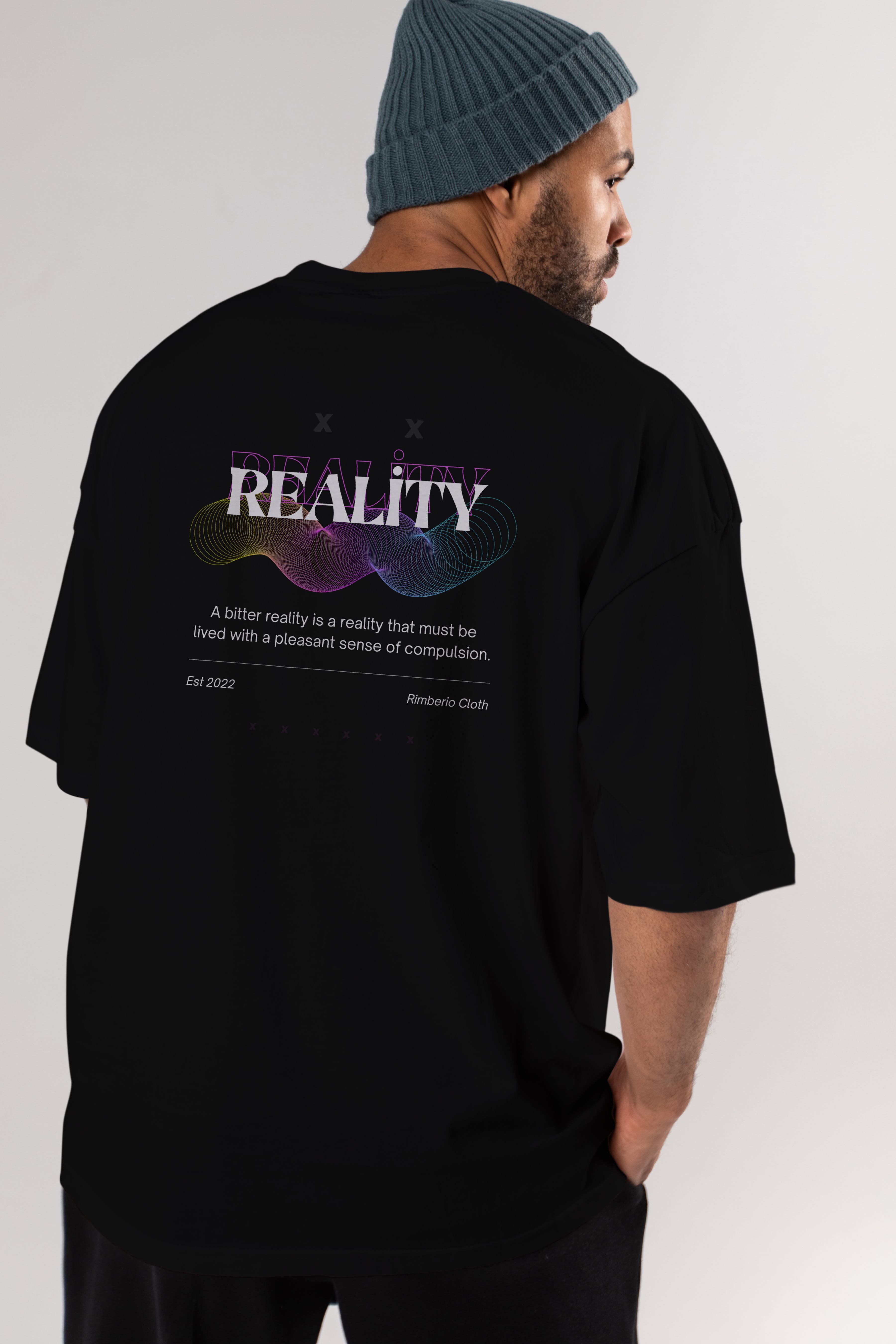 Reality 2 Arka Baskılı Oversize t-shirt Erkek Kadın Unisex