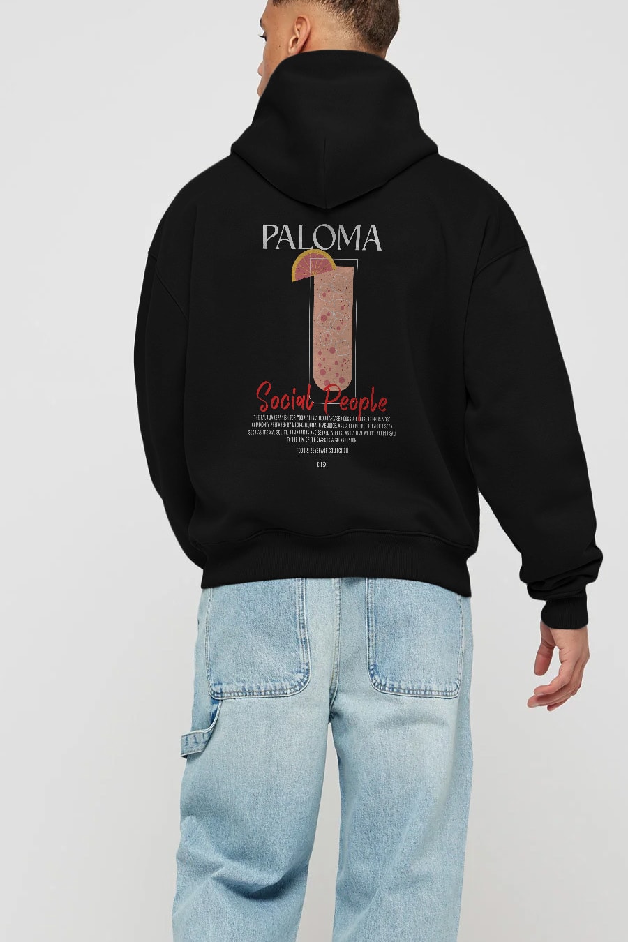 Paloma Kokteyl Arka Baskılı Hoodie Oversize Kapüşonlu Sweatshirt Erkek Kadın