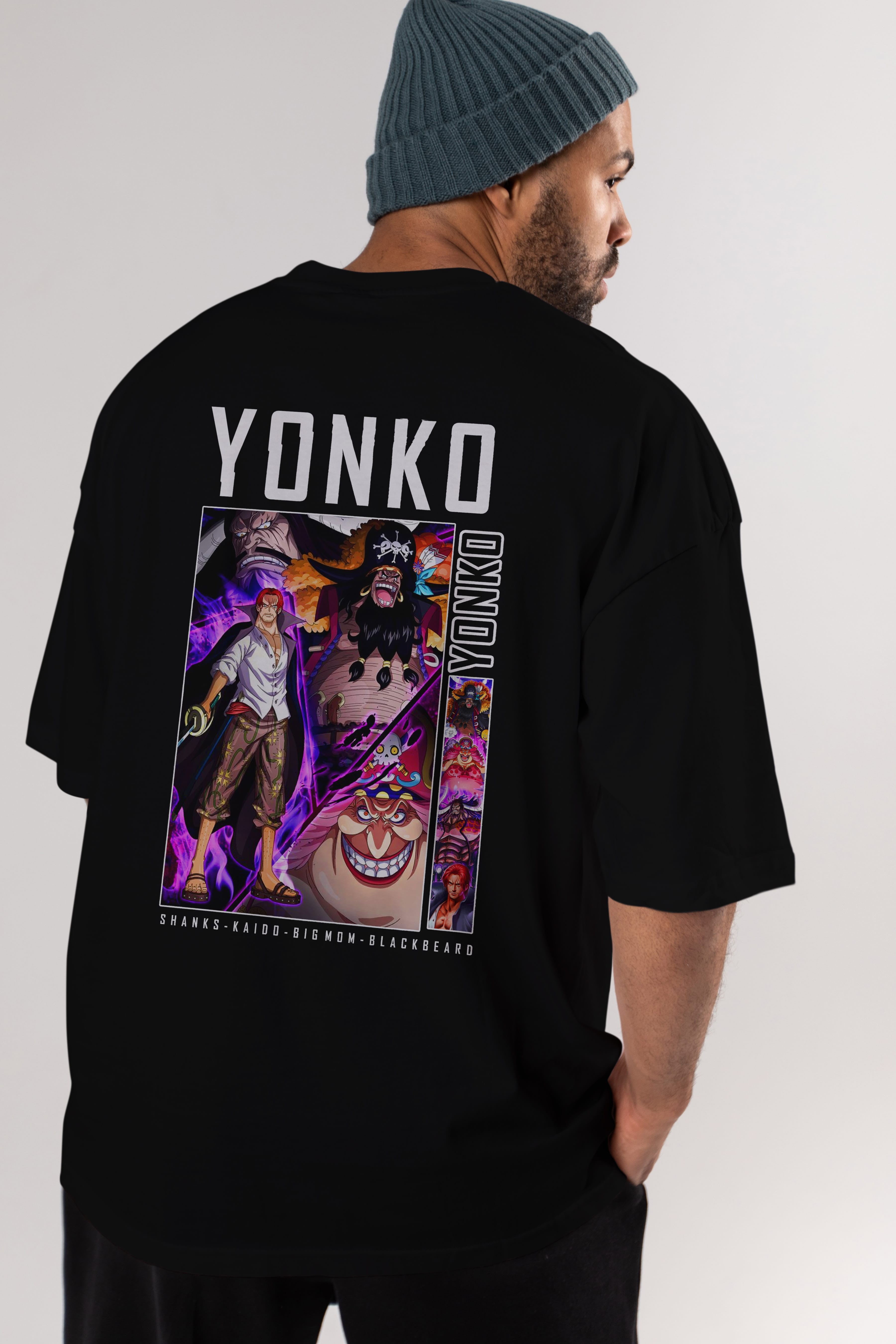 Yonko Anime Arka Baskılı Oversize t-shirt Erkek Kadın Unisex %100 pamuk tişort