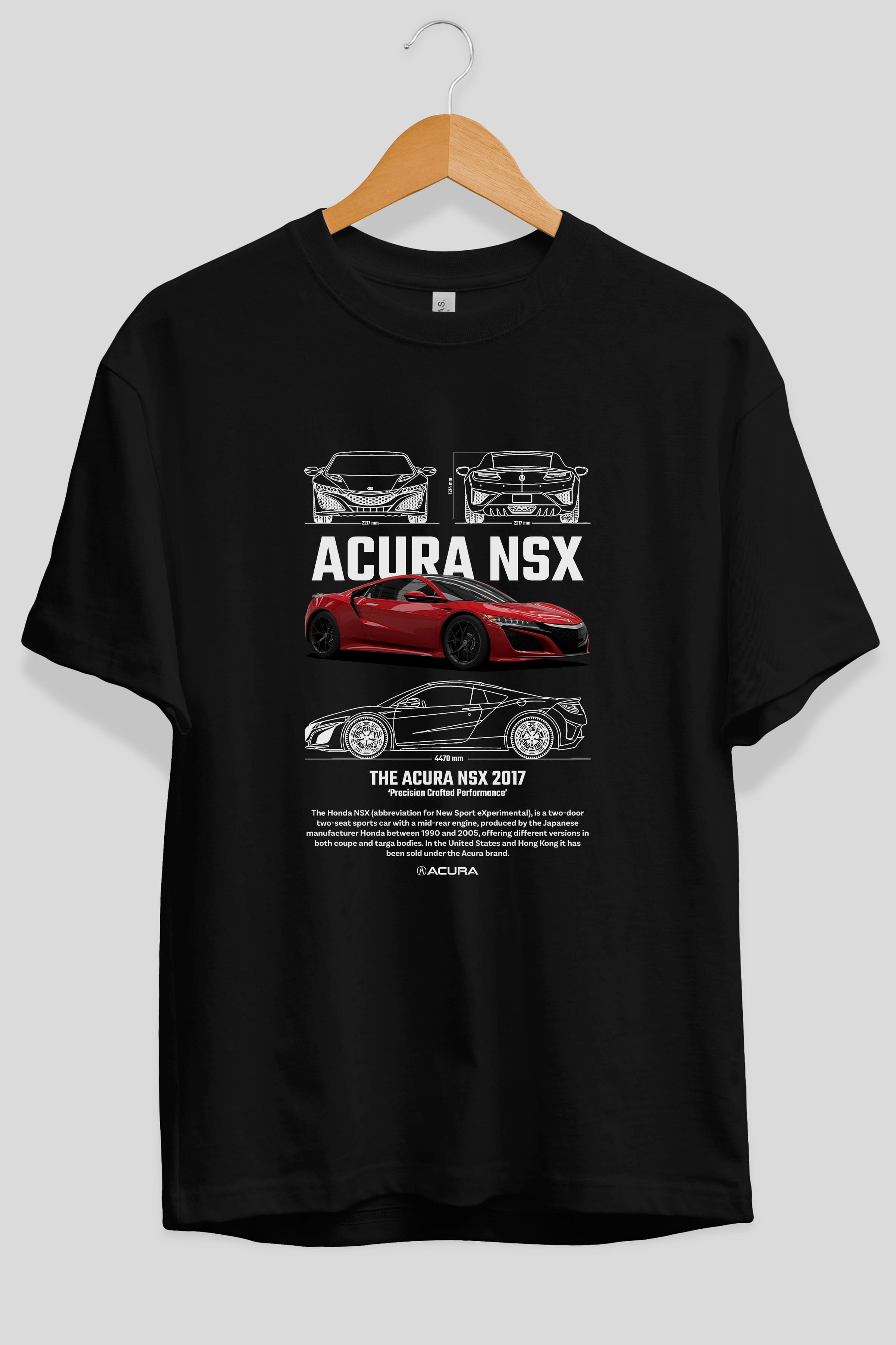 Honda Acura NSX 1 Ön Baskılı Oversize t-shirt Erkek Kadın Unisex %100 Pamuk Bisiklet Yaka tişort