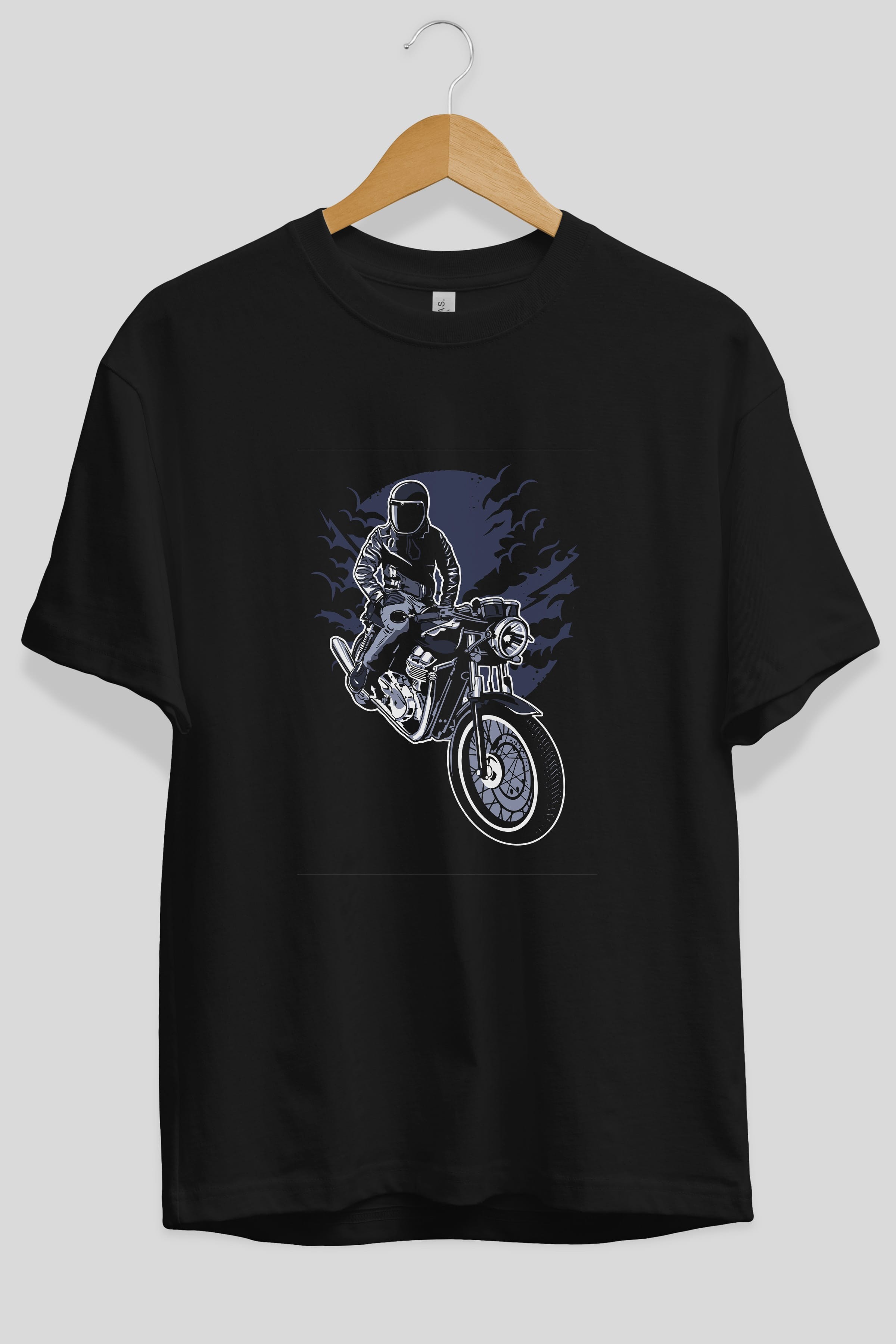 Night Rider Ön Baskılı Oversize t-shirt Erkek Kadın Unisex %100 Pamuk tişort