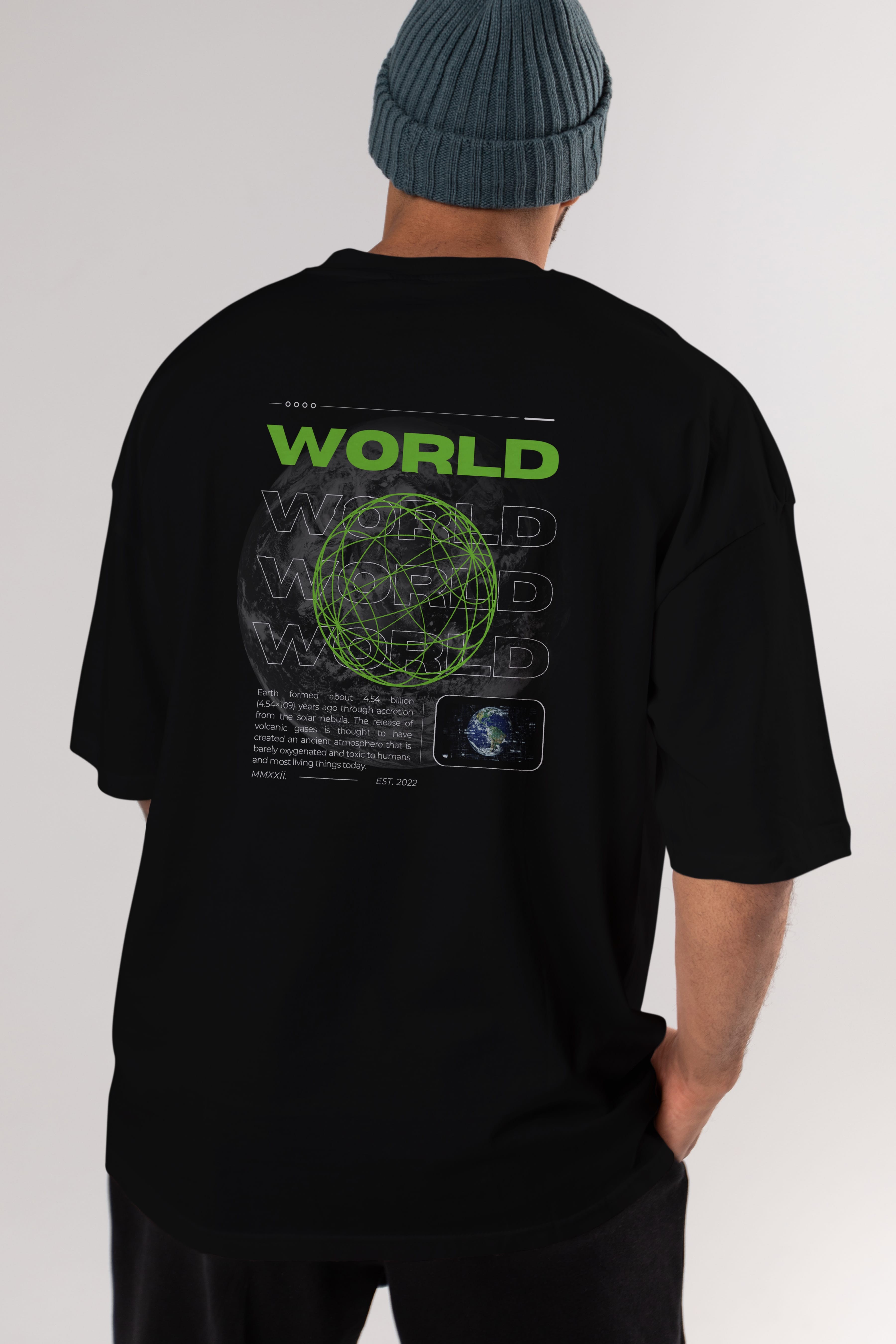World Streetwear Arka Baskılı Oversize t-shirt Erkek Kadın Unisex