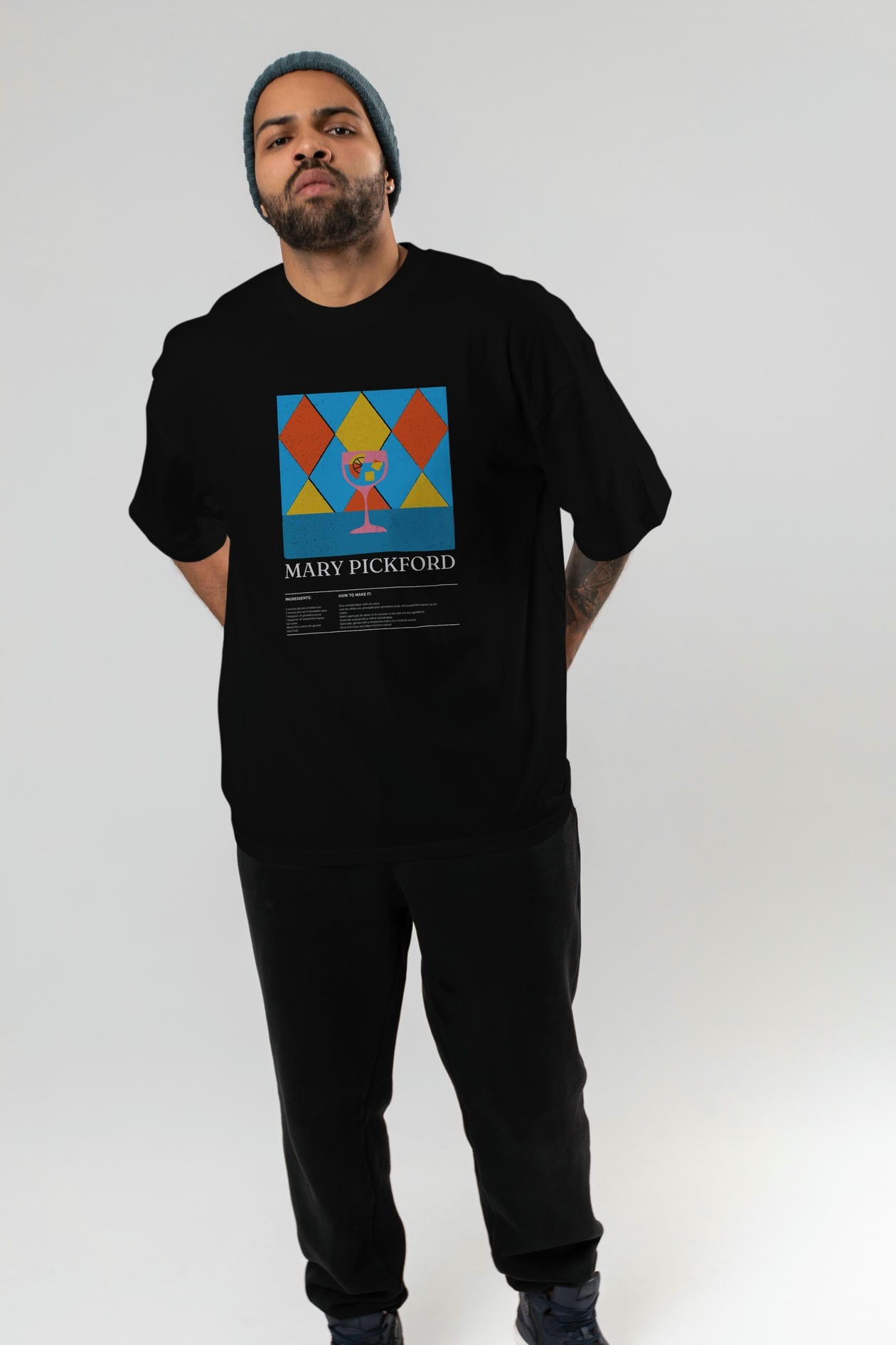 Mary Pickford Kokteyl Ön Baskılı Oversize t-shirt Erkek Kadın %100 Pamuk Bisiklet Yaka tişort