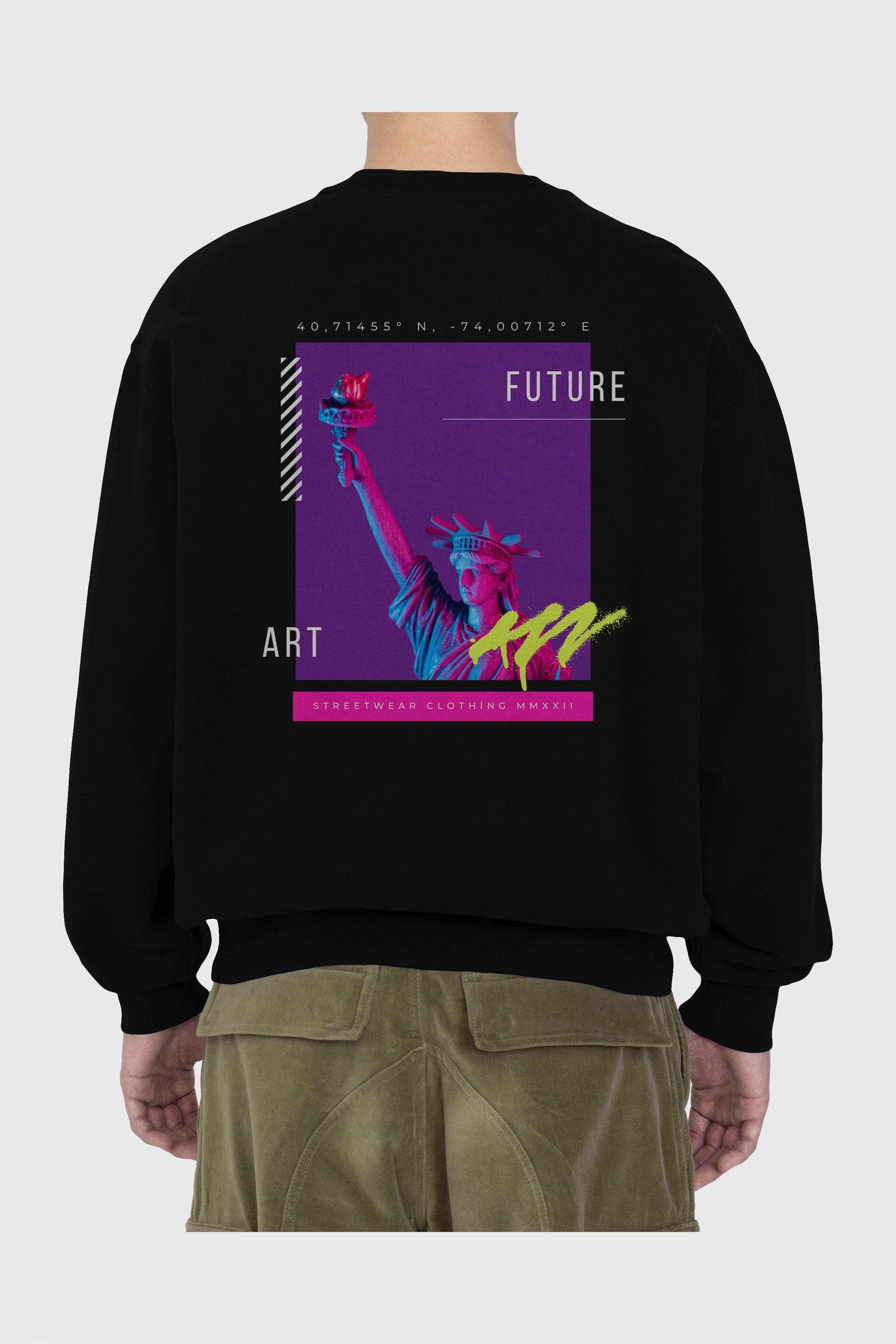 Future Art Arka Baskılı Oversize Sweatshirt Erkek Kadın Unisex