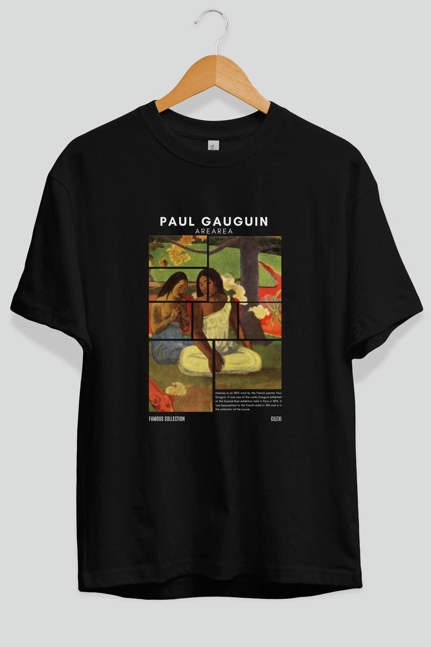 Paul Gauguin Arearea ön Baskılı Oversize t-shirt Erkek Kadın Bisiklet Yaka Pamuk tişort