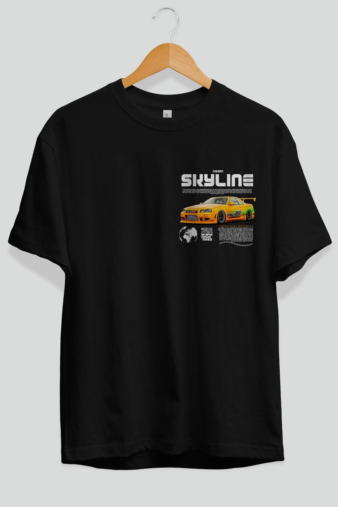 SKYLINE X SUPRA Ön Sol Baskılı Oversize t-shirt Erkek Kadın Unisex %100 Pamuk Bisiklet Yaka tişort