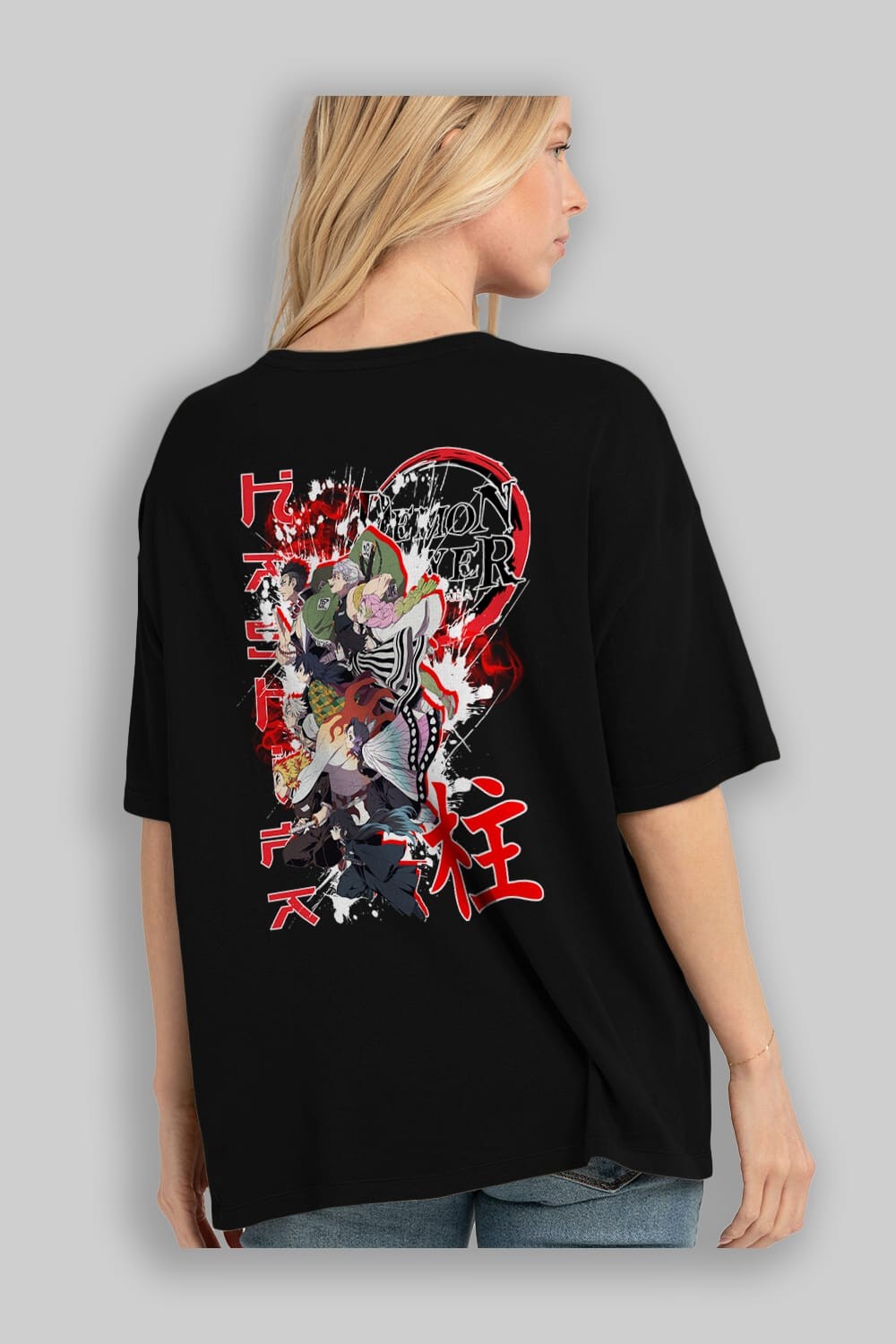 DEMON SLAYER SLAYERS Anime Arka Baskılı Oversize t-shirt Erkek Kadın Unisex