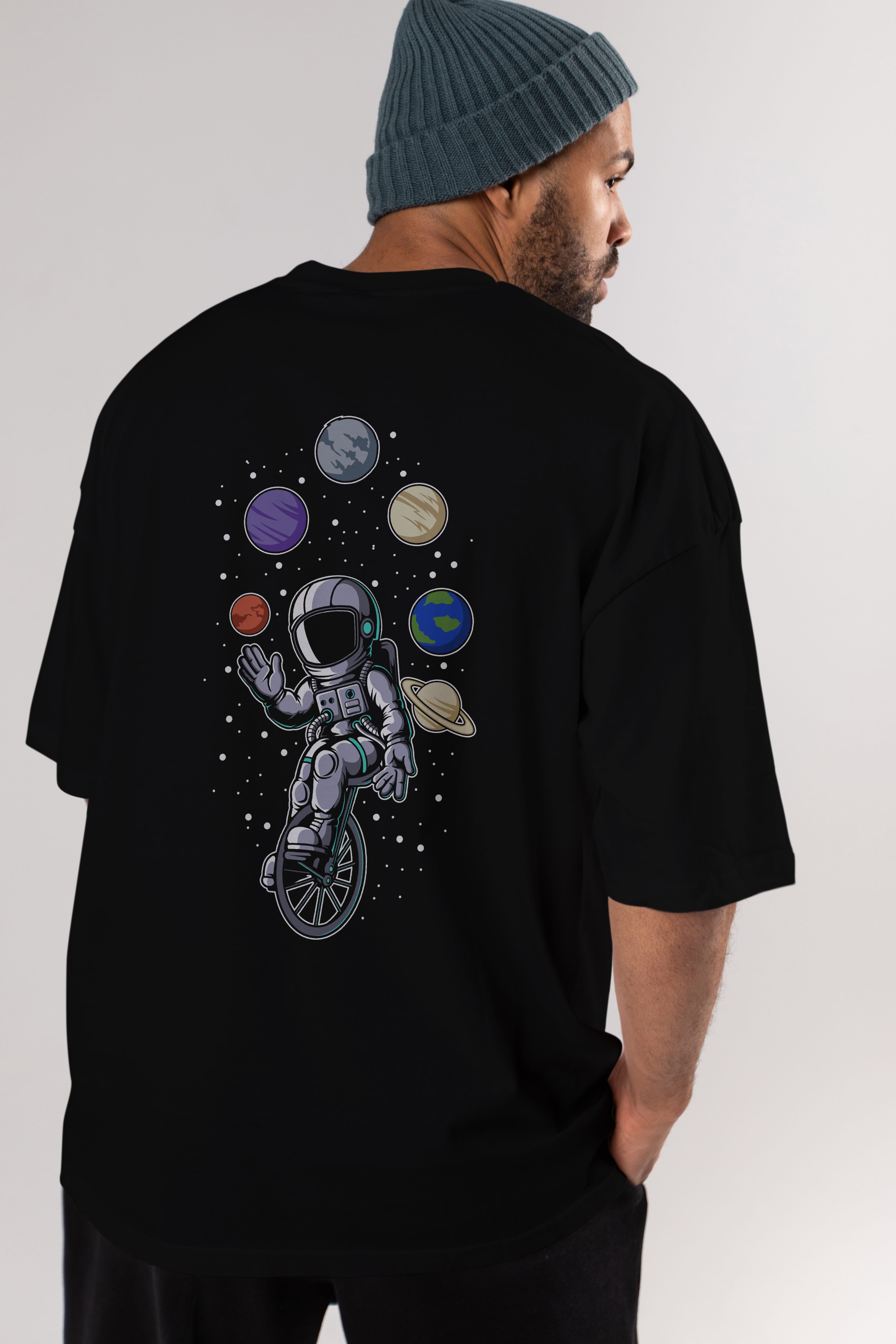 Astronaut Circus Arka Baskılı Oversize t-shirt Erkek Kadın Unisex