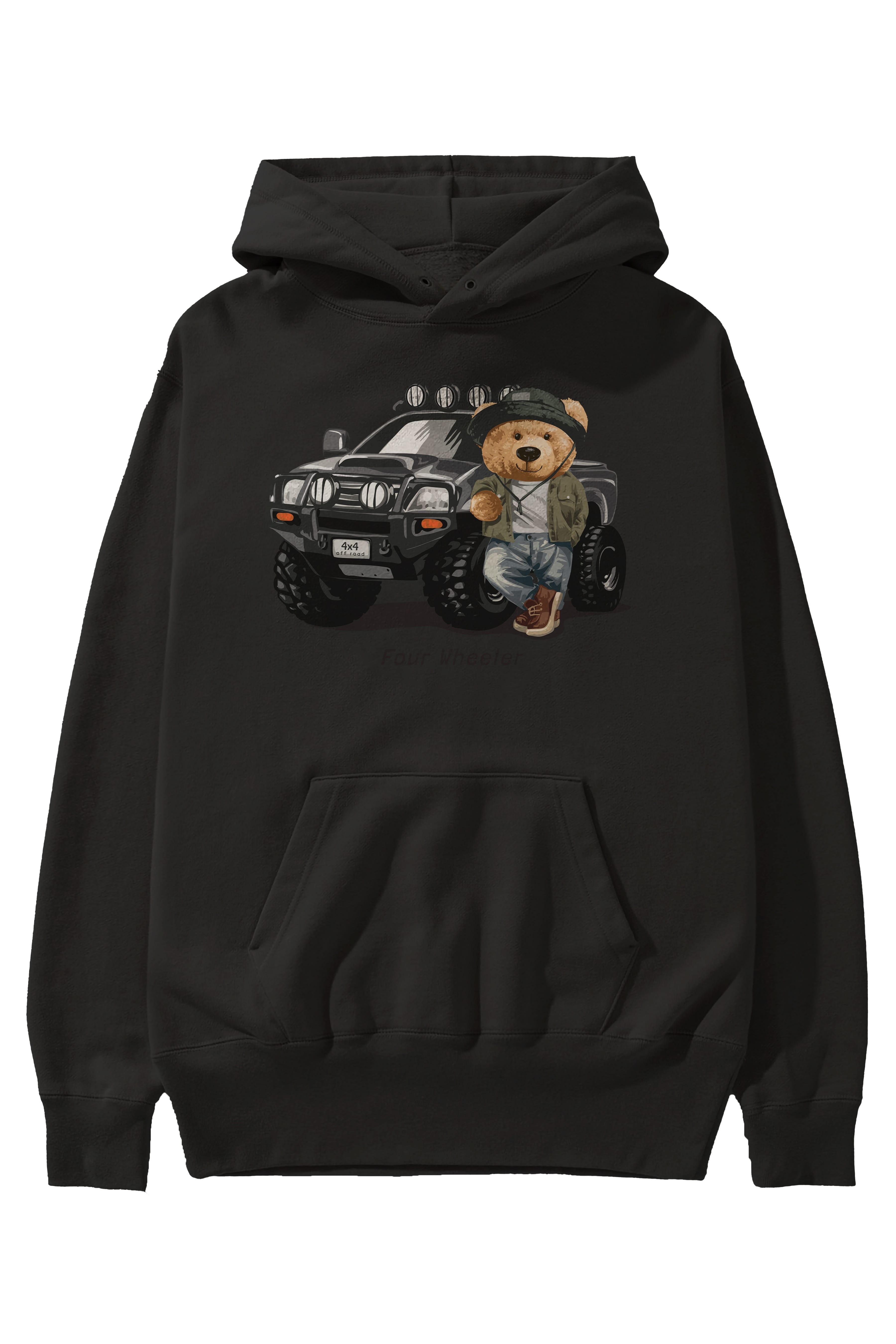 Teddy Bear Off Road Ön Baskılı Hoodie Oversize Kapüşonlu Sweatshirt Erkek Kadın Unisex