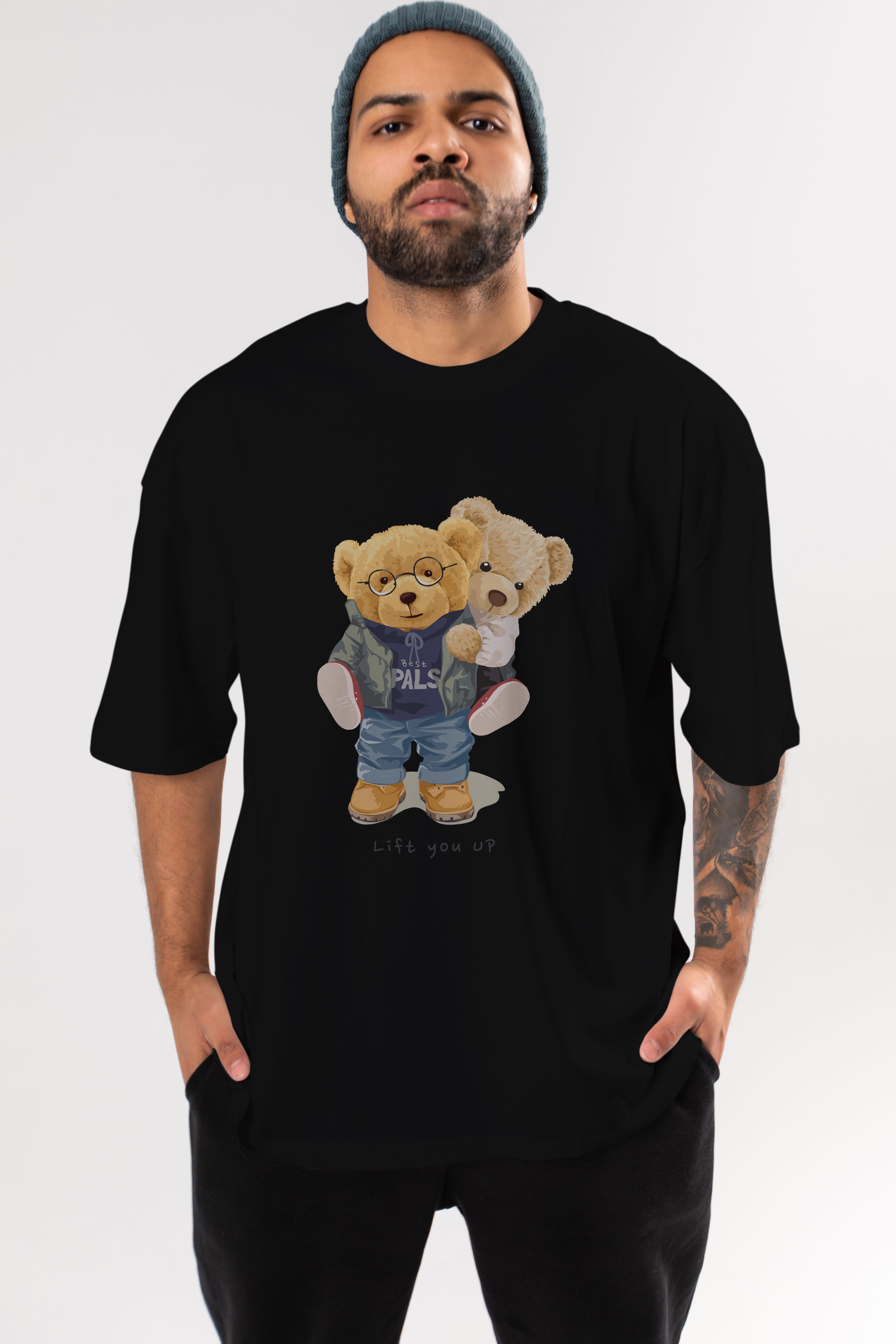 Teddy Bear Lift You Up Ön Baskılı Oversize t-shirt Erkek Kadın Unisex %100 Pamuk