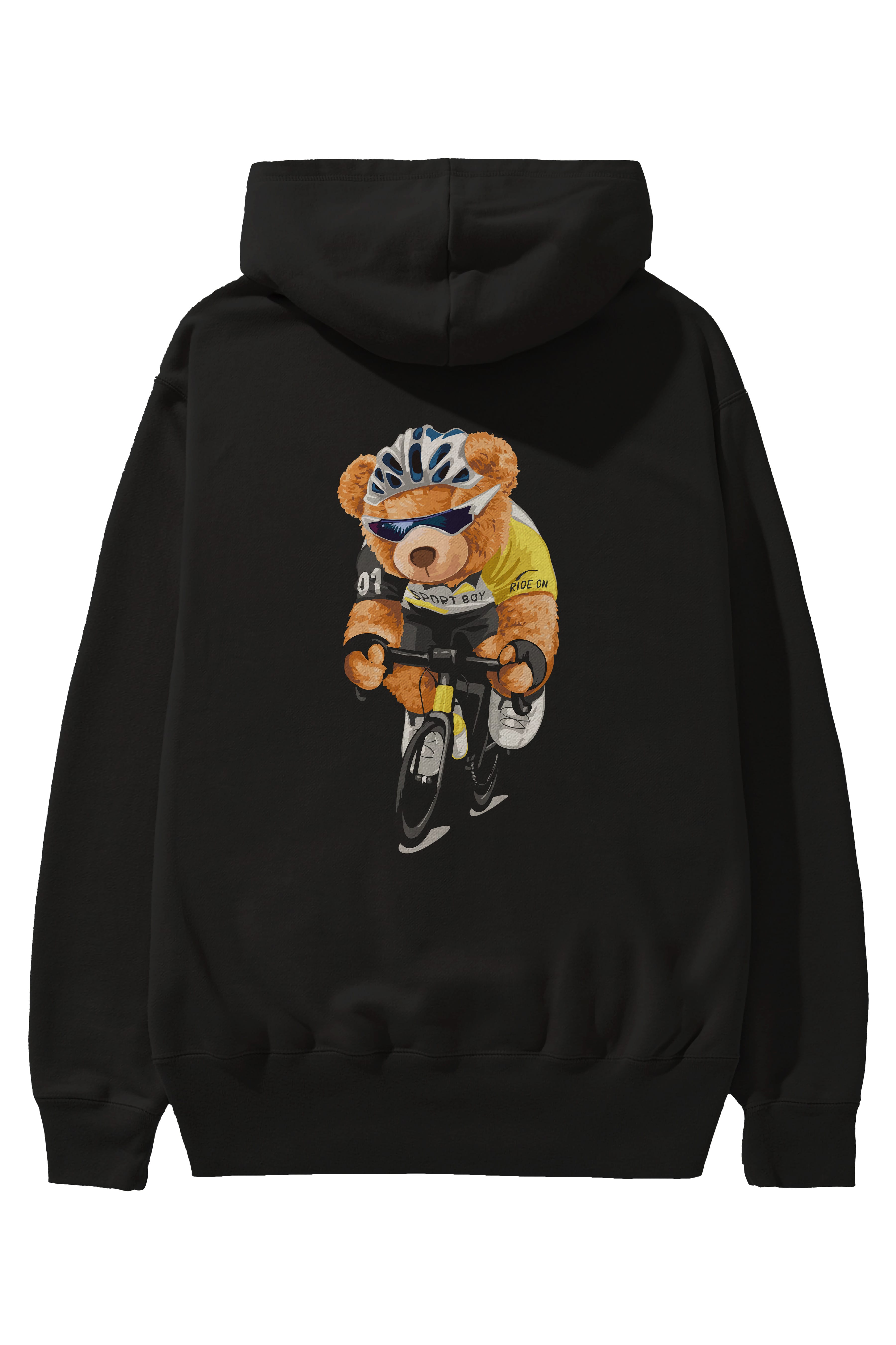 Teddy Bear Sport Boy Arka Baskılı Hoodie Oversize Kapüşonlu Sweatshirt Erkek Kadın Unisex