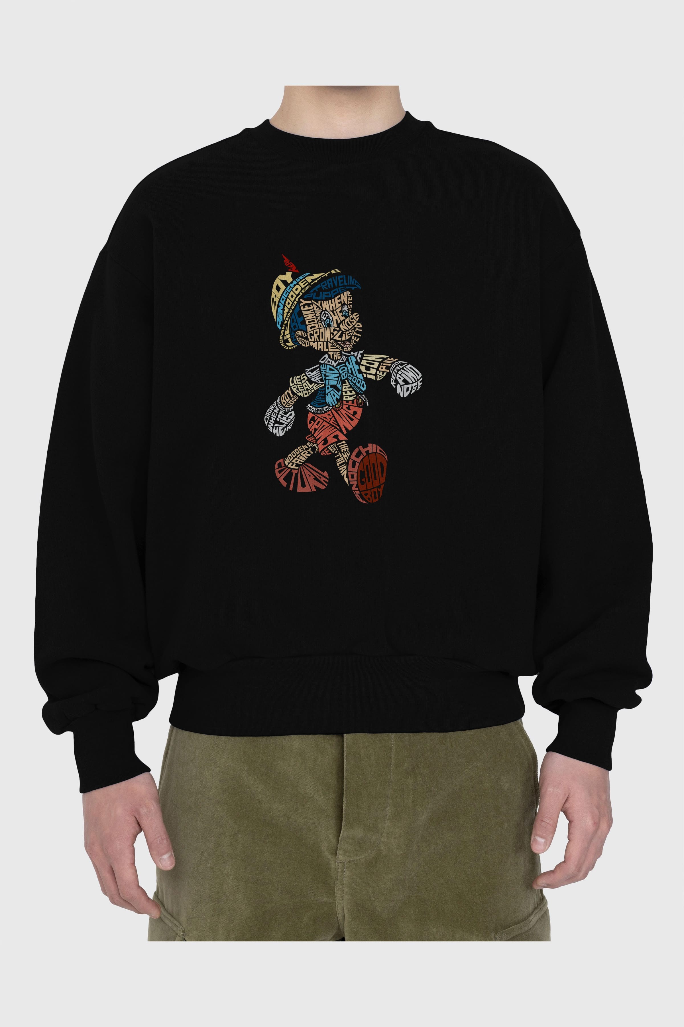 Pinokio Ön Baskılı Oversize Sweatshirt Erkek Kadın Unisex