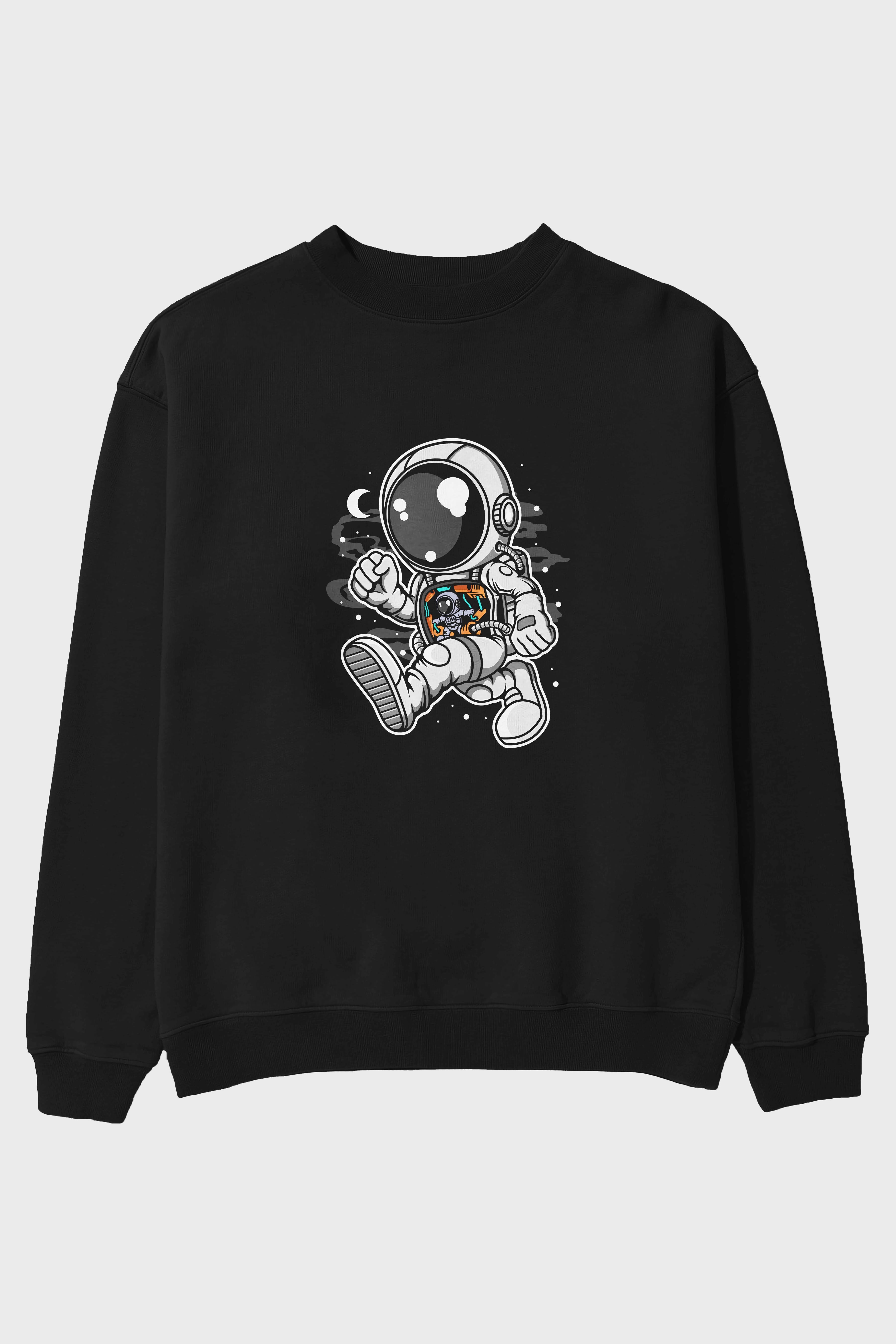 Astronaut Robotic Machine Ön Baskılı Oversize Sweatshirt Erkek Kadın Unisex