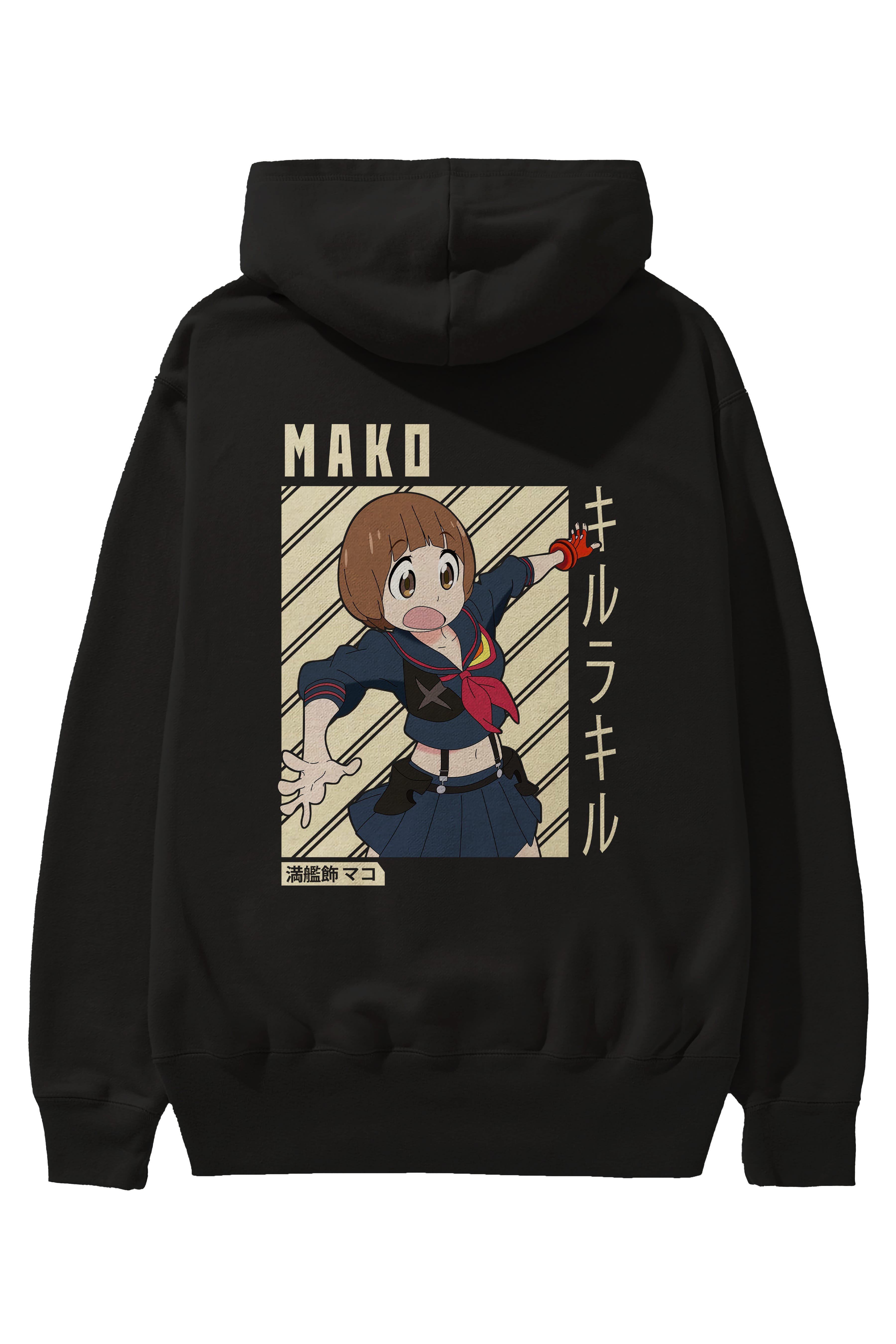 Mako Mankanshoku 1 Anime Arka Baskılı Hoodie Oversize Kapüşonlu Sweatshirt Erkek Kadın Unisex